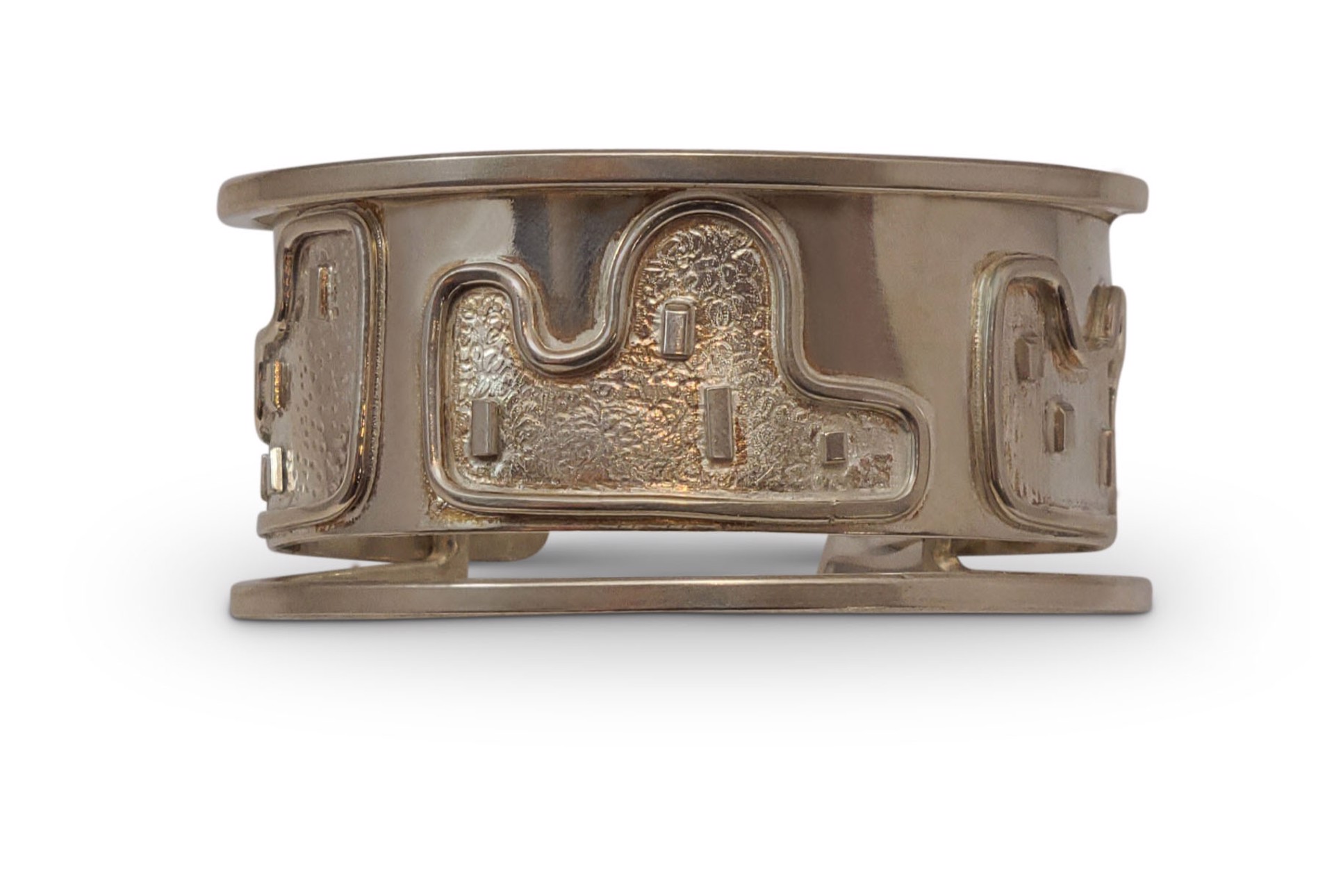 Sterling Silver Cuff Bracelet with Adobe Houses by Leslie Eggers