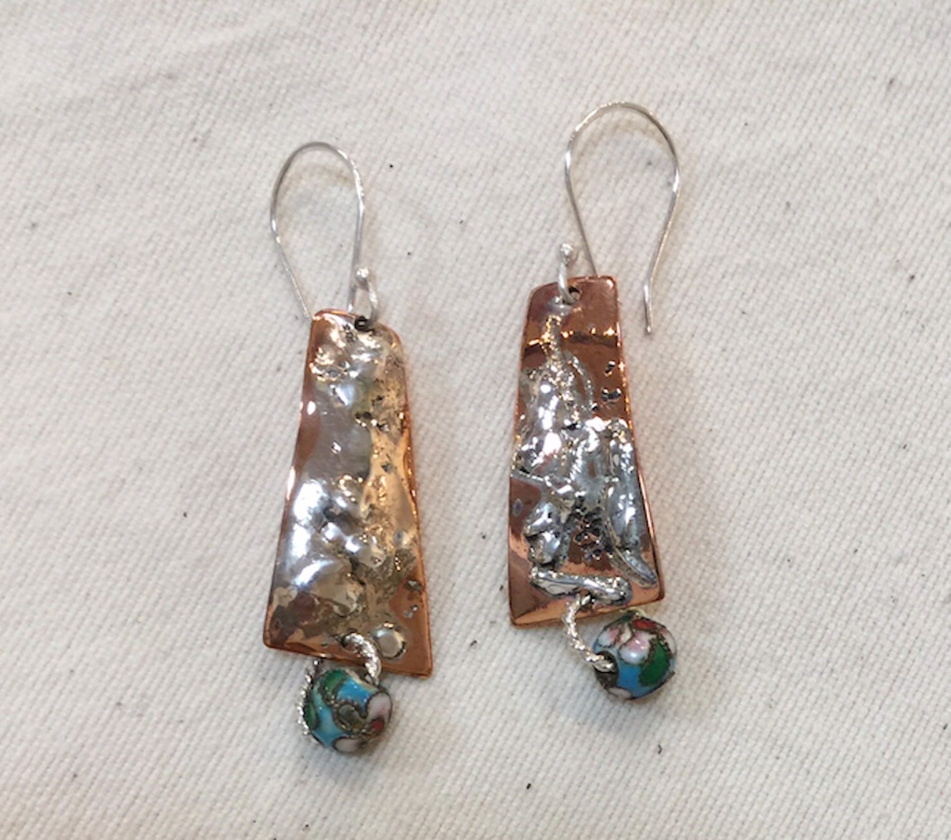 Earrings - Sterling Silver & Copper  #1027 by Vesta Abel