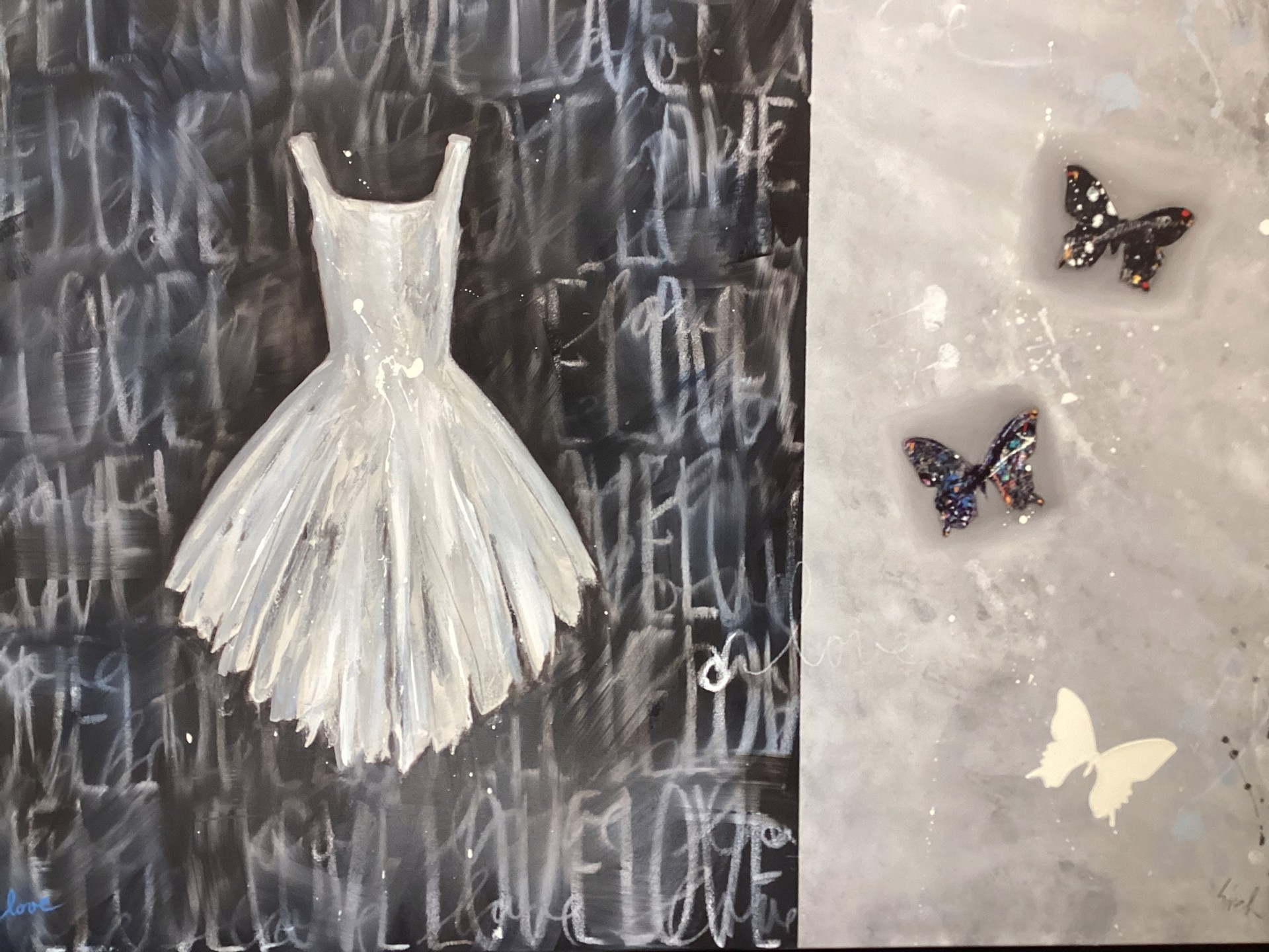 White Love Dress Butterflies by Marketa Sivek