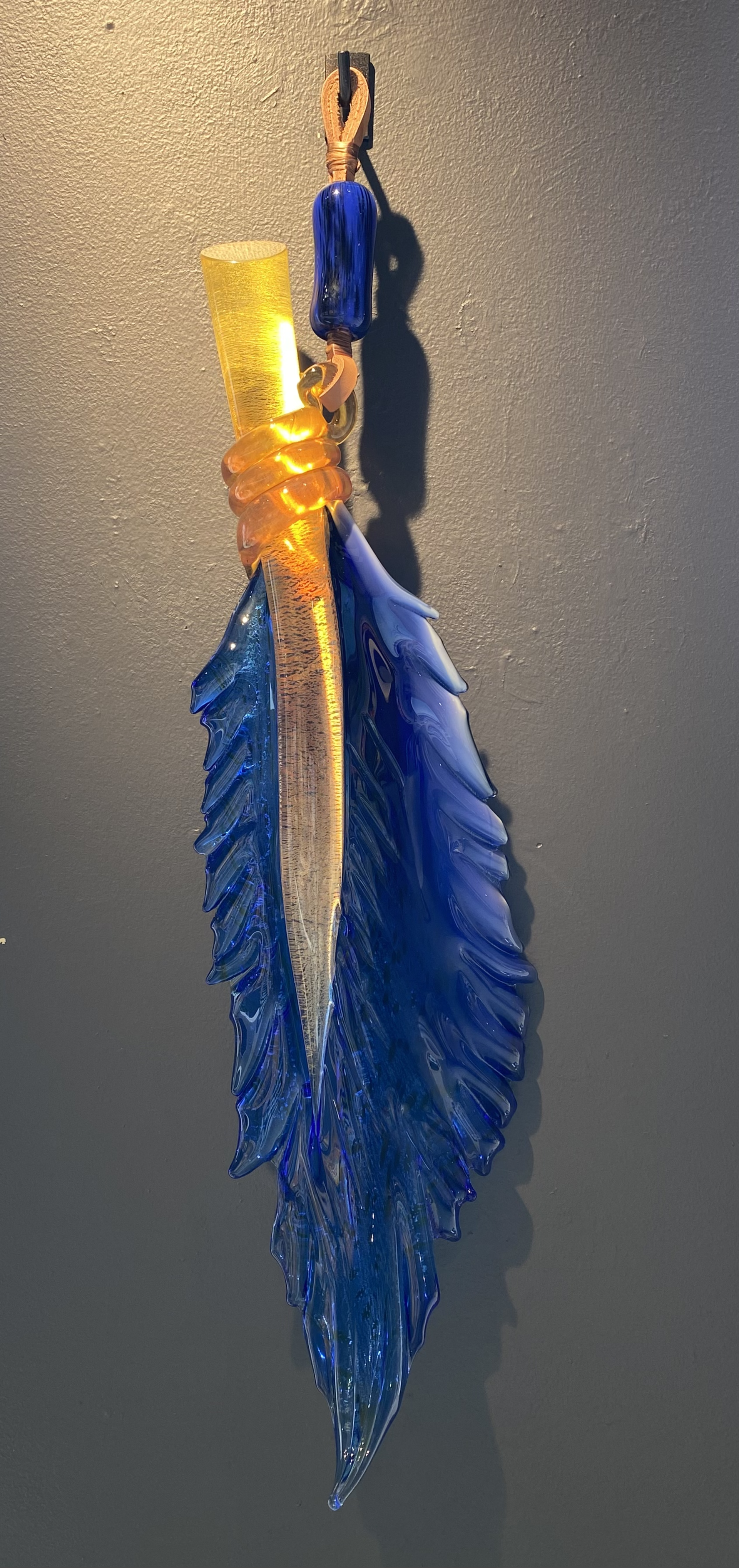 Cobalt Blue Watercolor Hanging Feather by Nic McGuire