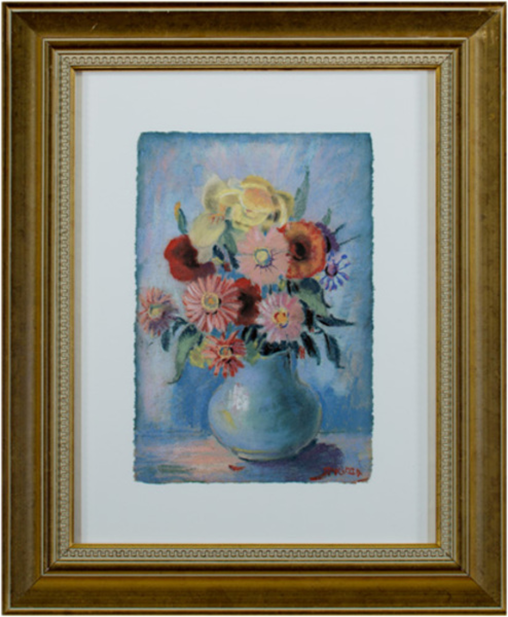 Flowers in Blue Vase by Francesco Spicuzza
