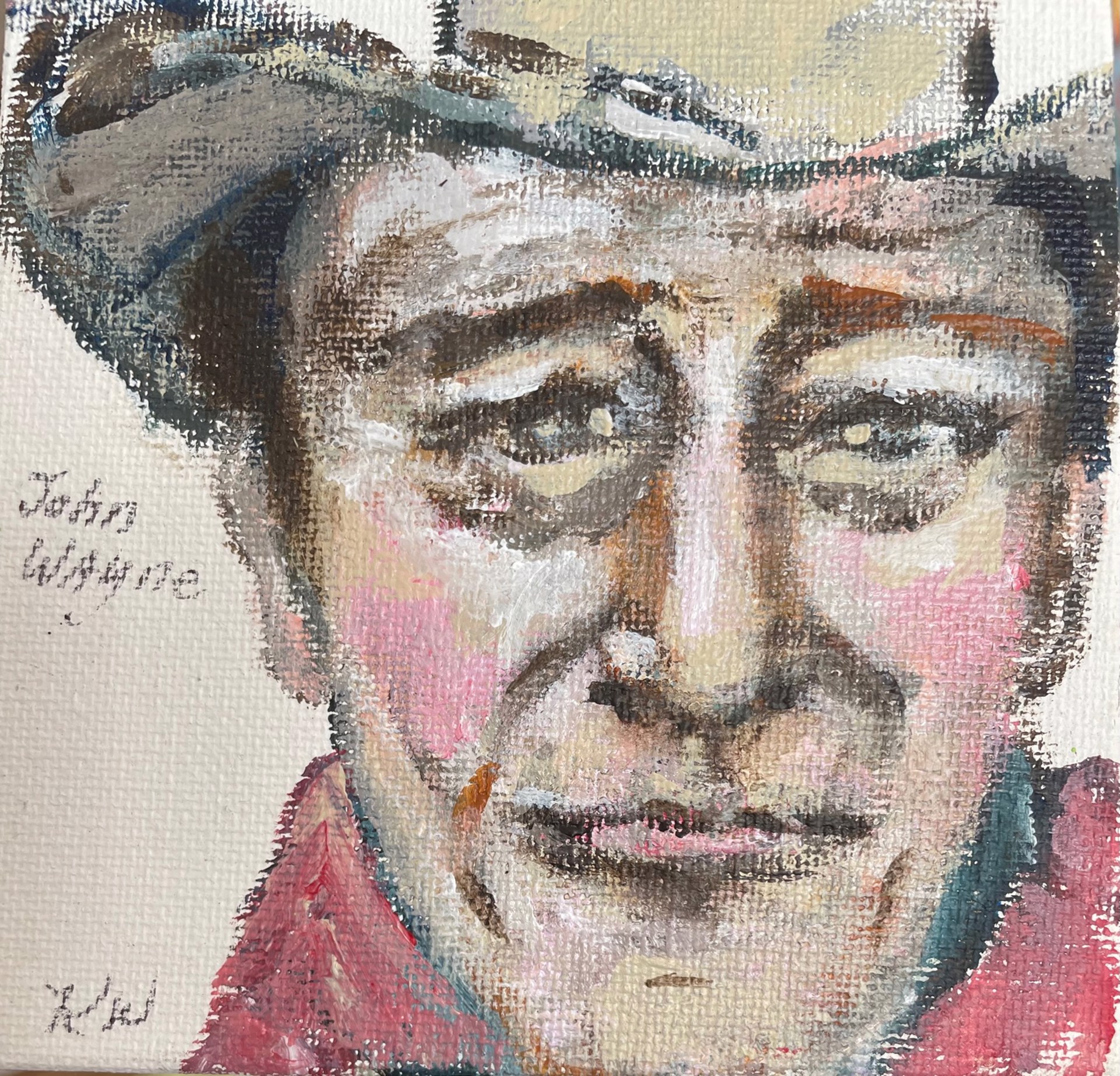 John Wayne 2 Mini Painting by Kathy Willingham