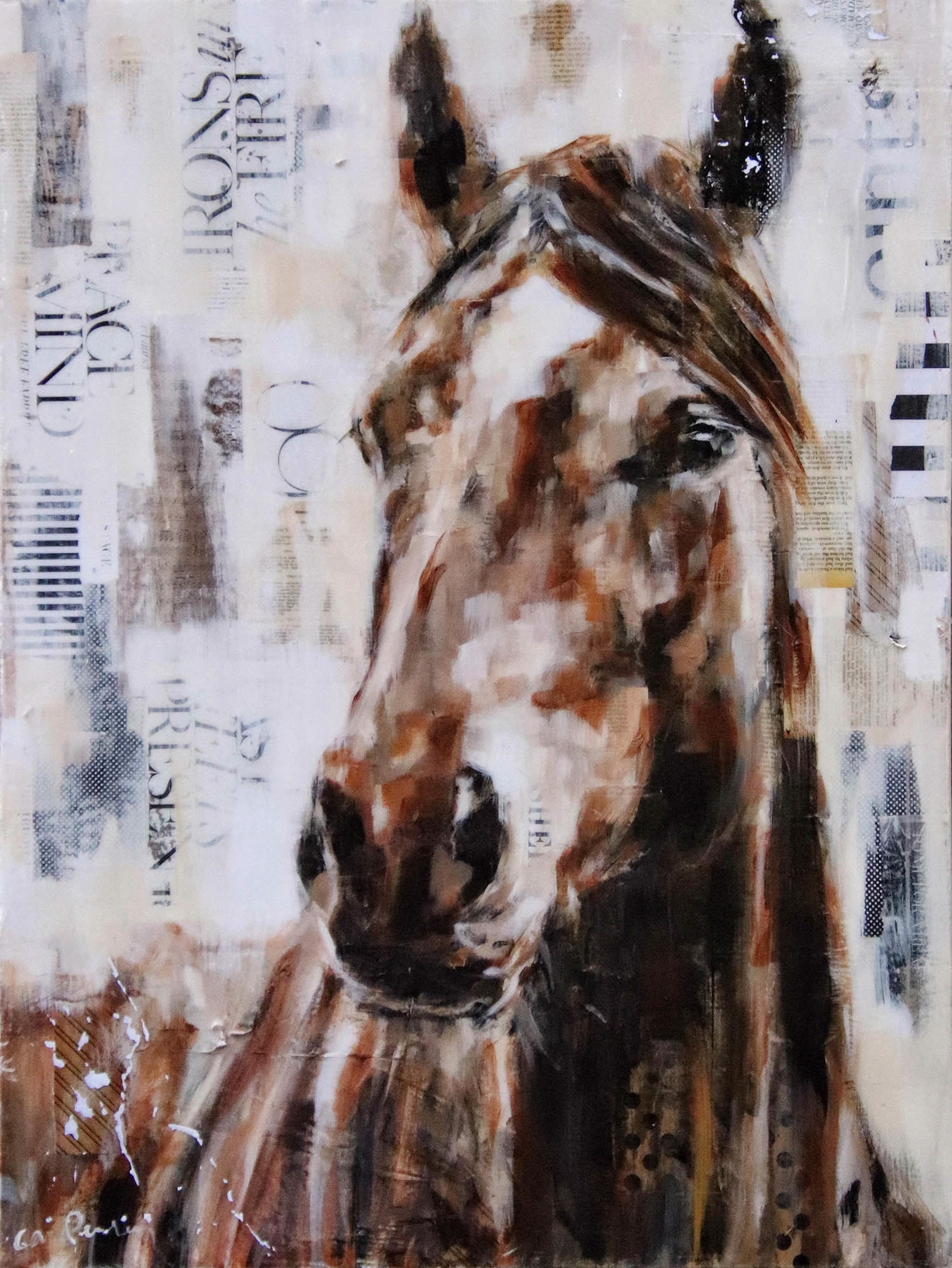 A Contemporary Painting Of A Horse Portrait On Collage By Carrie Penley Available At Gallery Wild