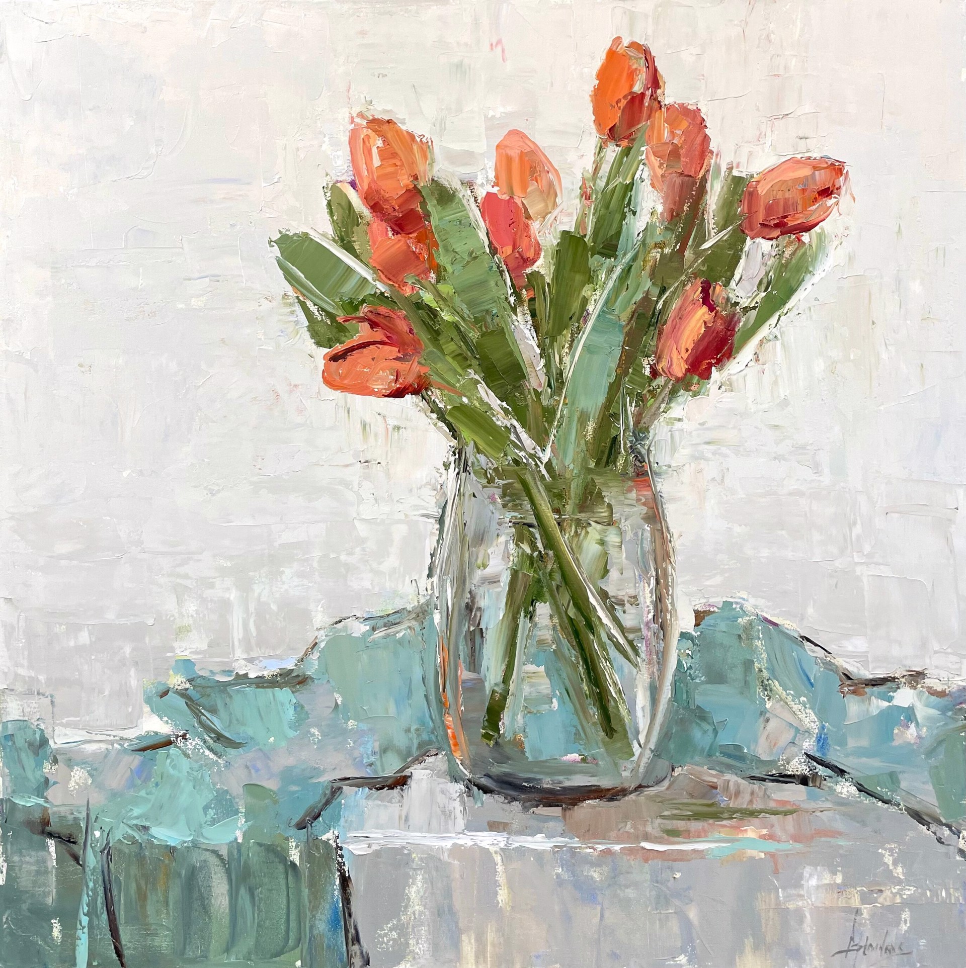 Tulips On Table by Barbara Flowers