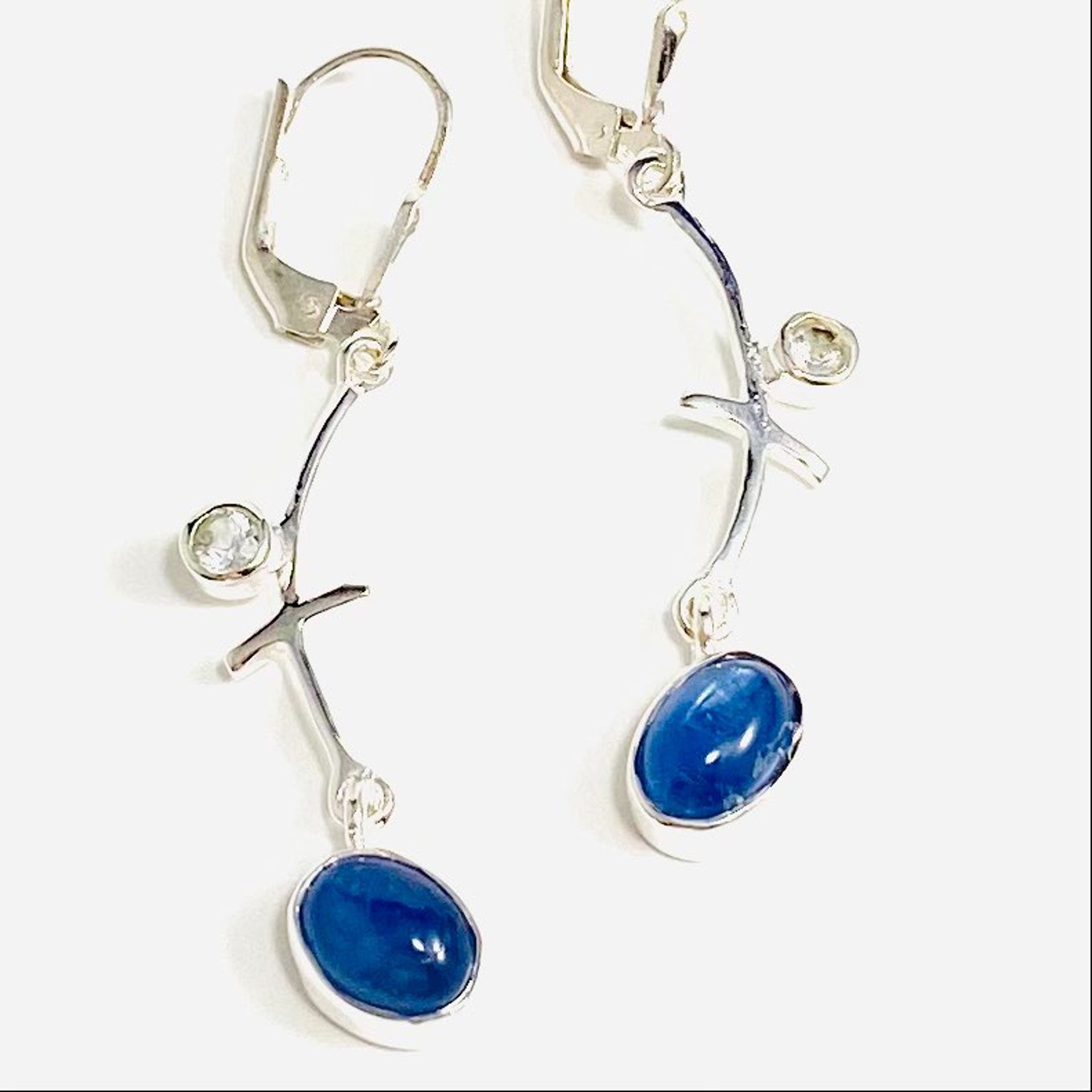 MON SE 3268 Kyanite and Blue Topaz Earrings, french wire clasp by Monica Mehta