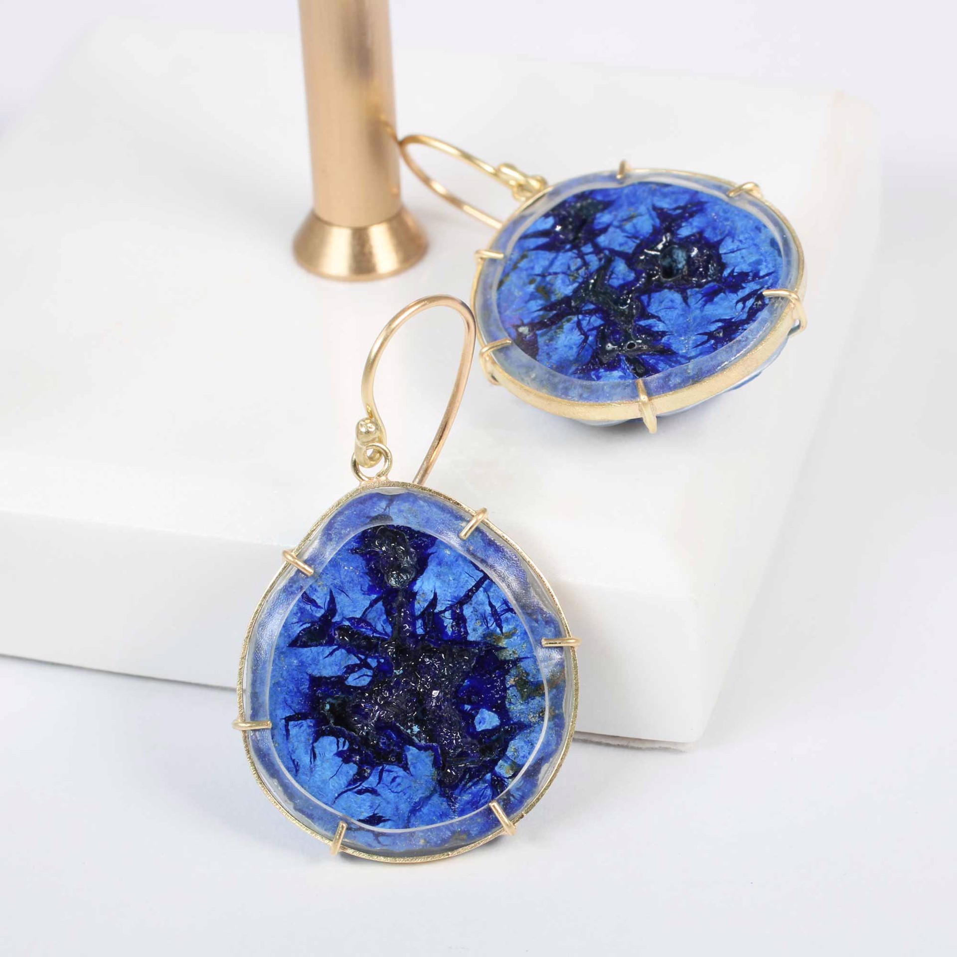 Azurite Geode Dangle earrings by Niki Ulehla