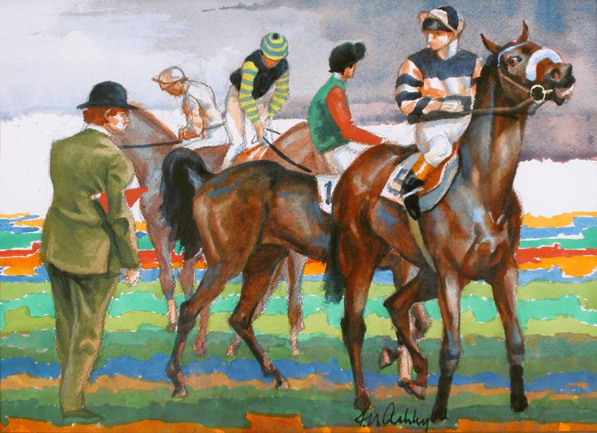 Cheltenham: Starter and Four Horses (A62) by Frank N. Ashley