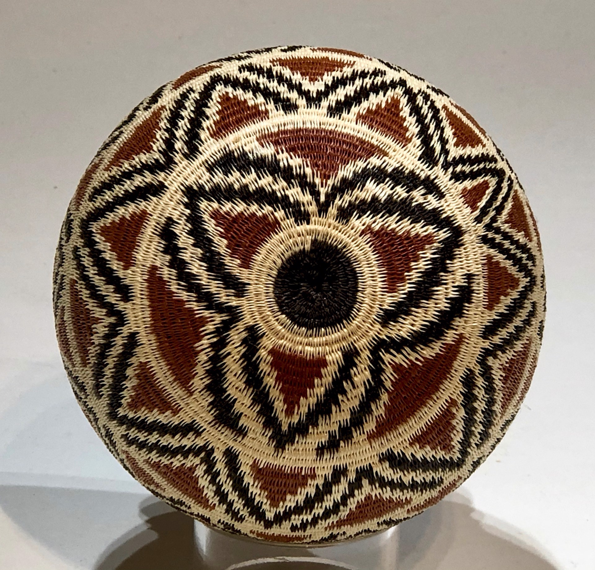 Brown, White, Black basket (425) by Wounaan & Embera Panama Rainforest Baskets Wounaan
