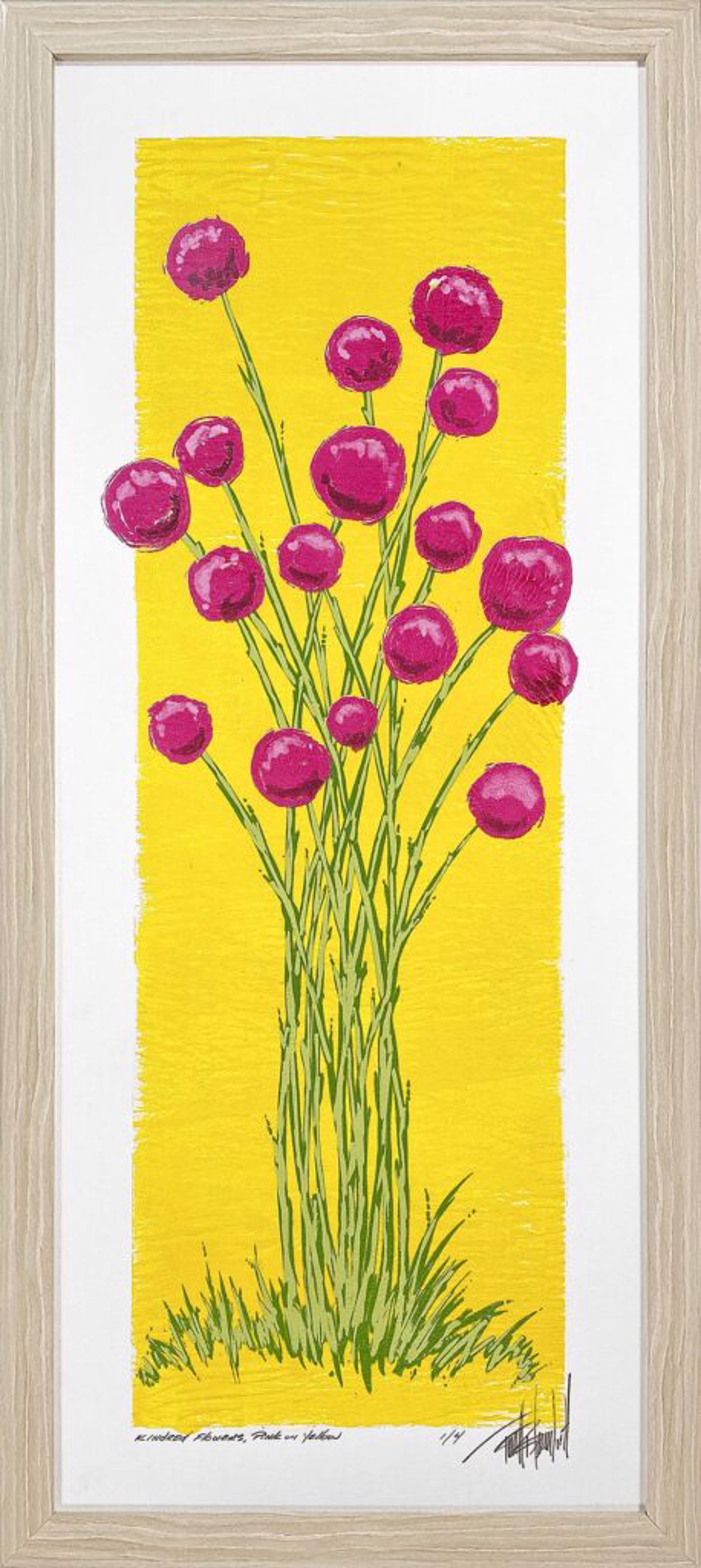 Kindred Flowers, Pink on Yellow by Terrell Thornhill