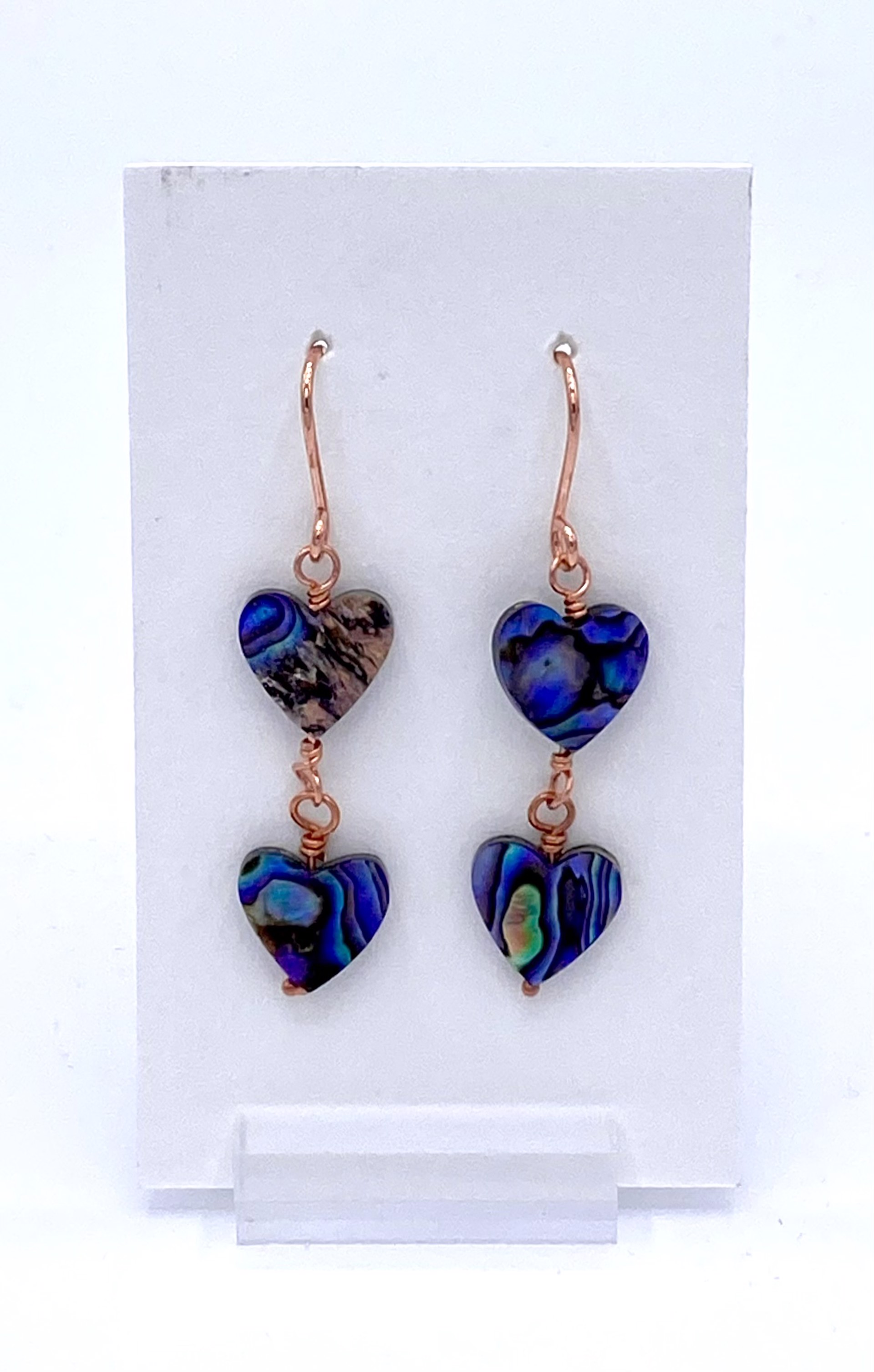 Abalone Double Heart Earrings by Emelie Hebert