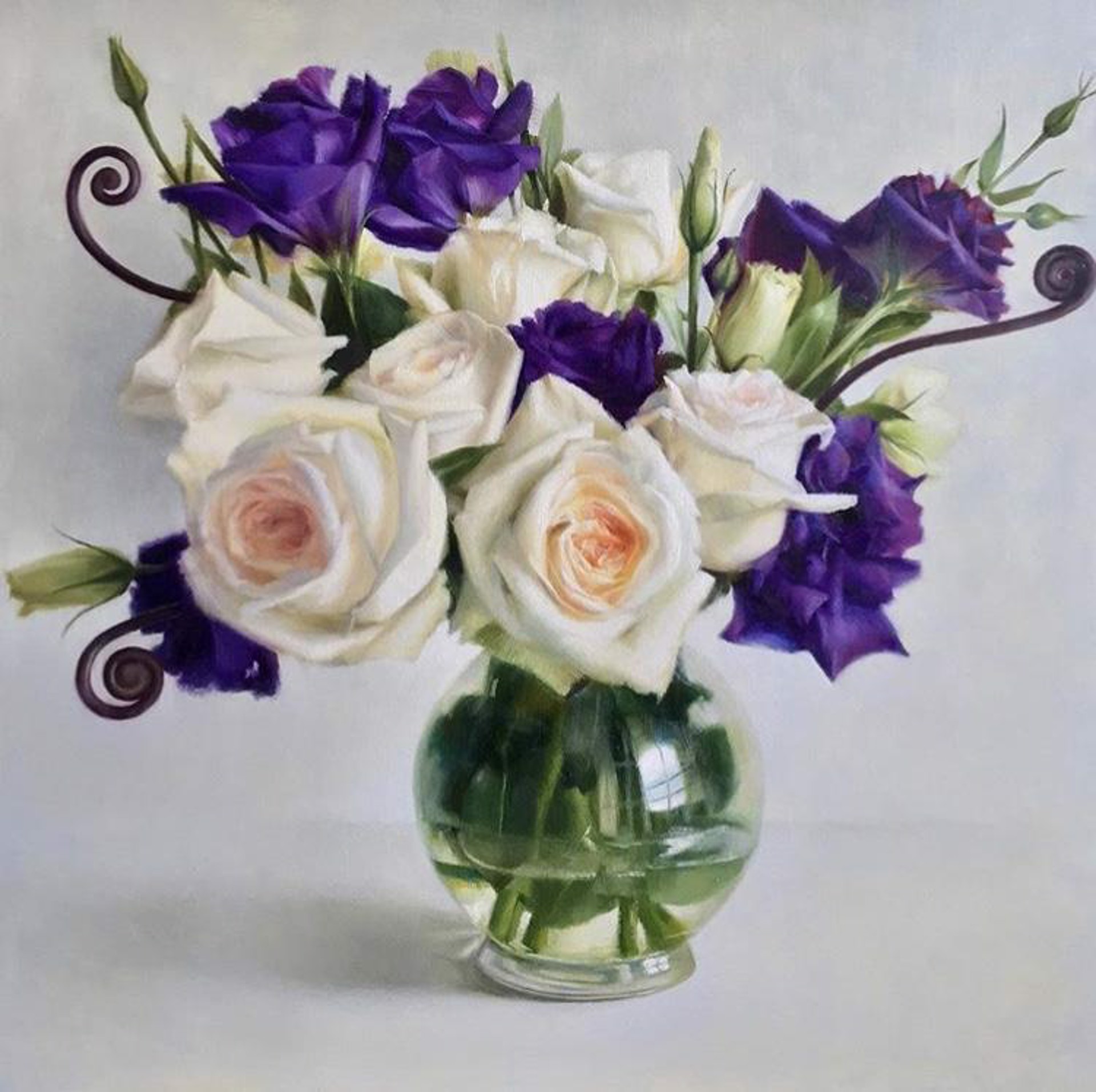 Roses, Lisianthus, and Fern Shoots by Dhwani Parekh