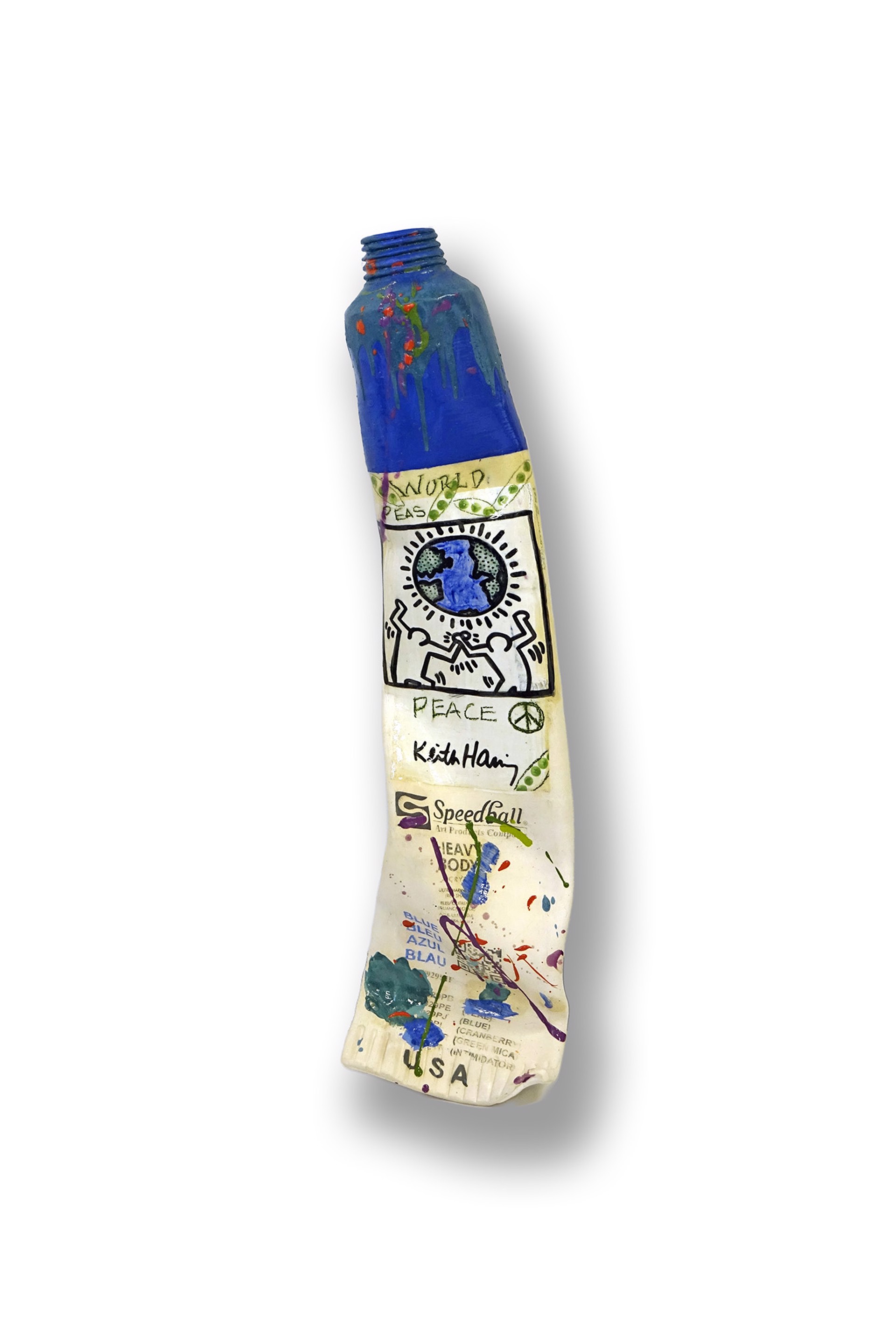 Blue Keith Haring Paint Tube with Squirt II by Ray Gross