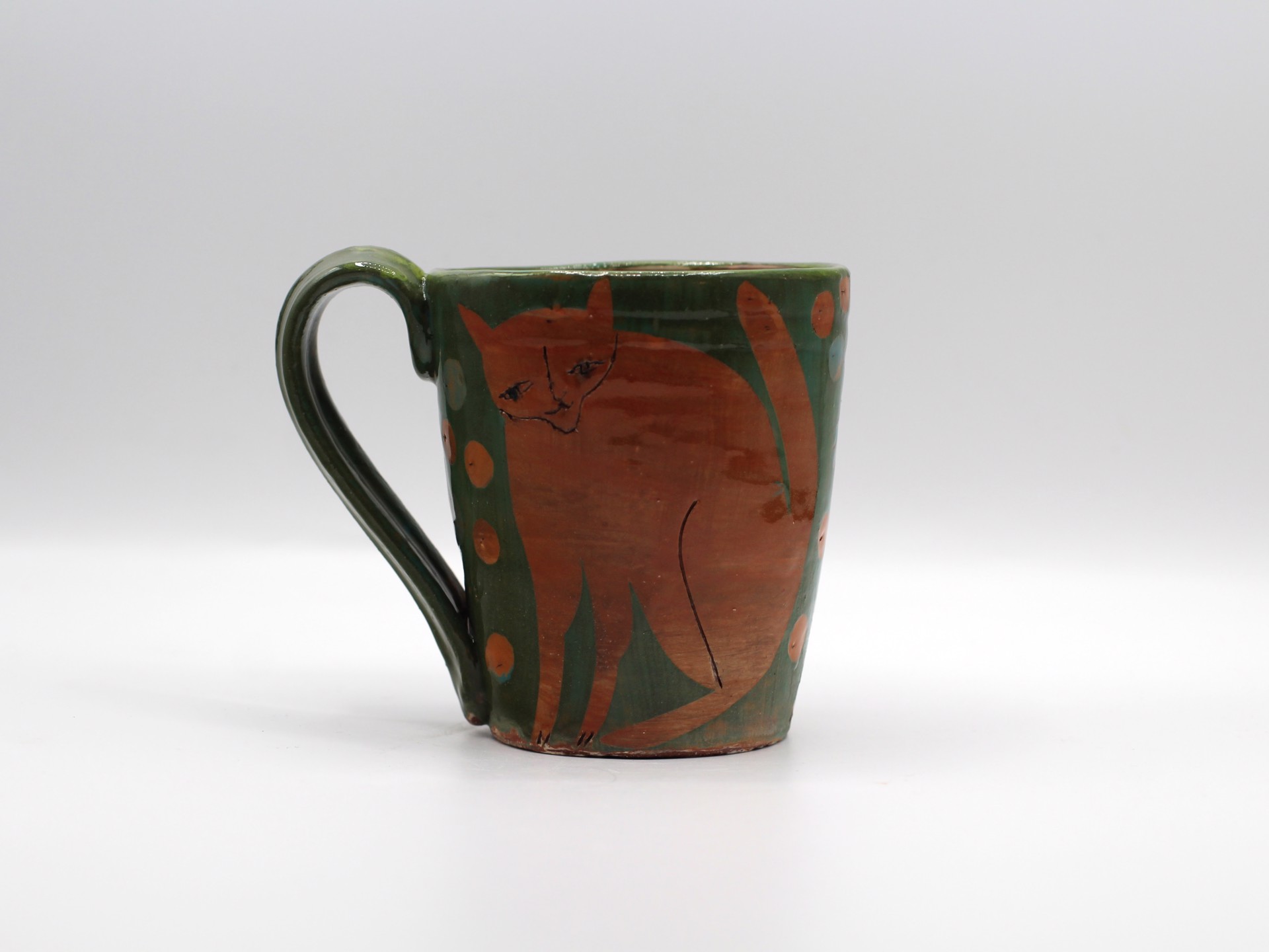 Cat Green Mug by Priscilla Dahl