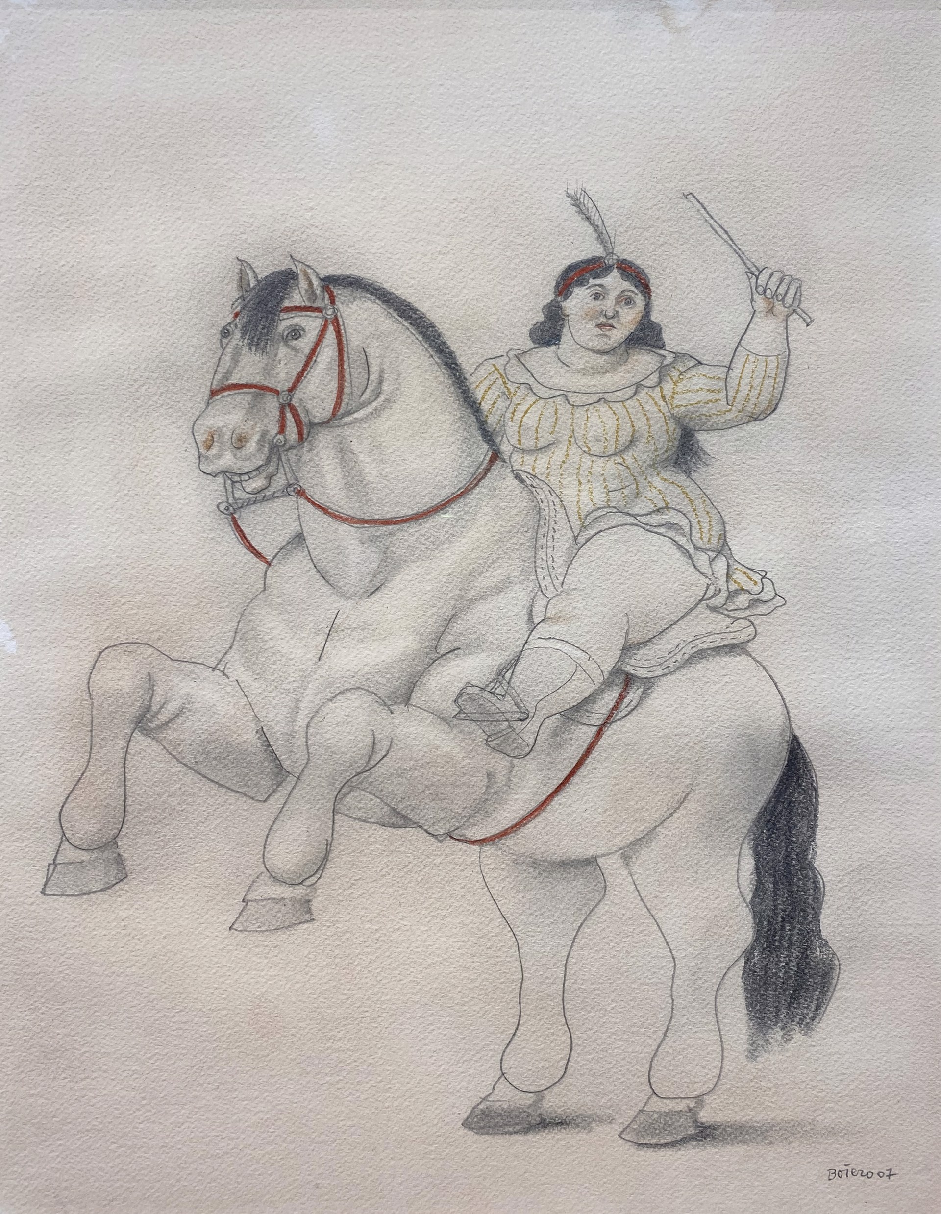 Women on a horse by Fernando Botero