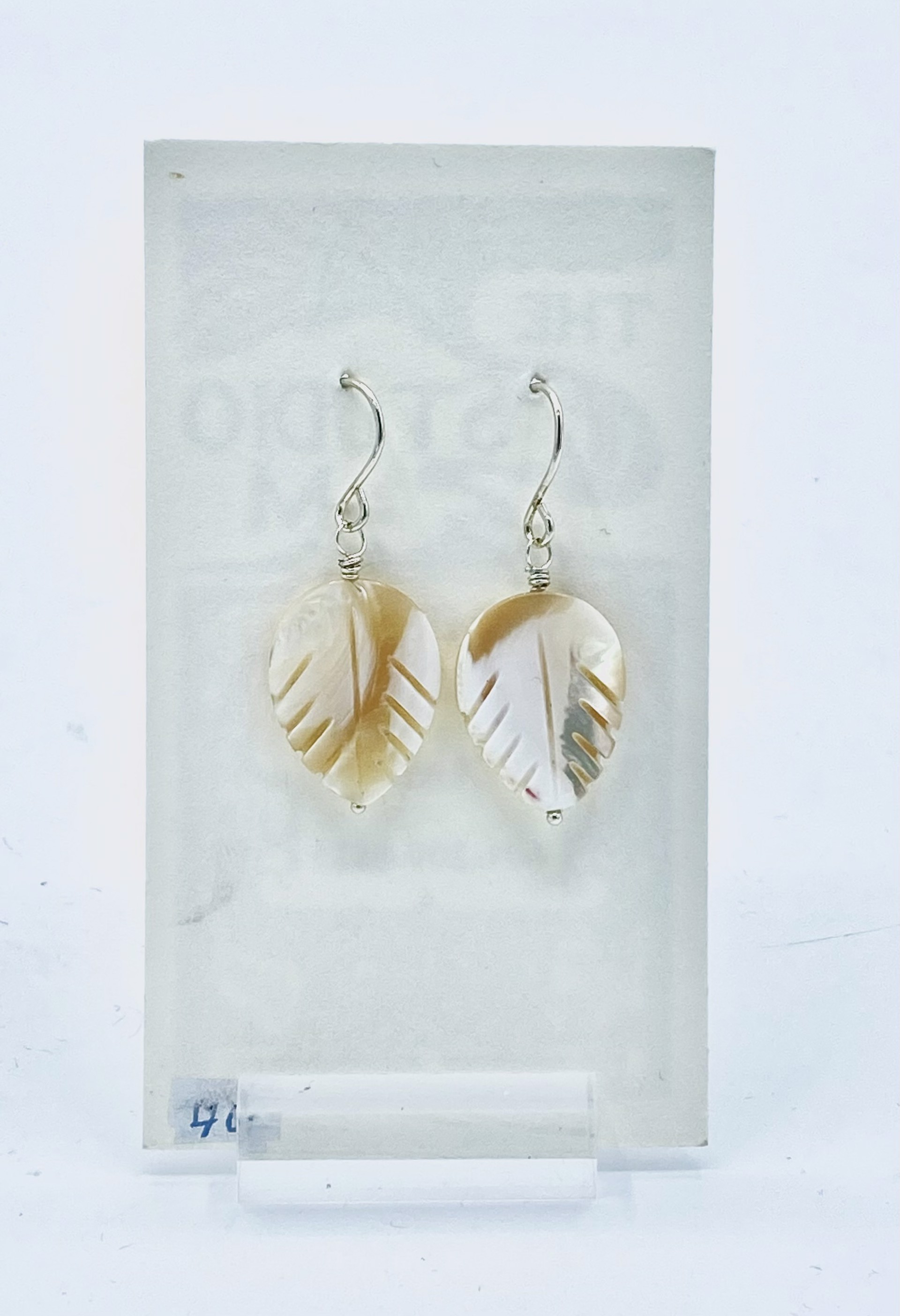 Shell and Sterling Leaf Earrings by Emelie Hebert