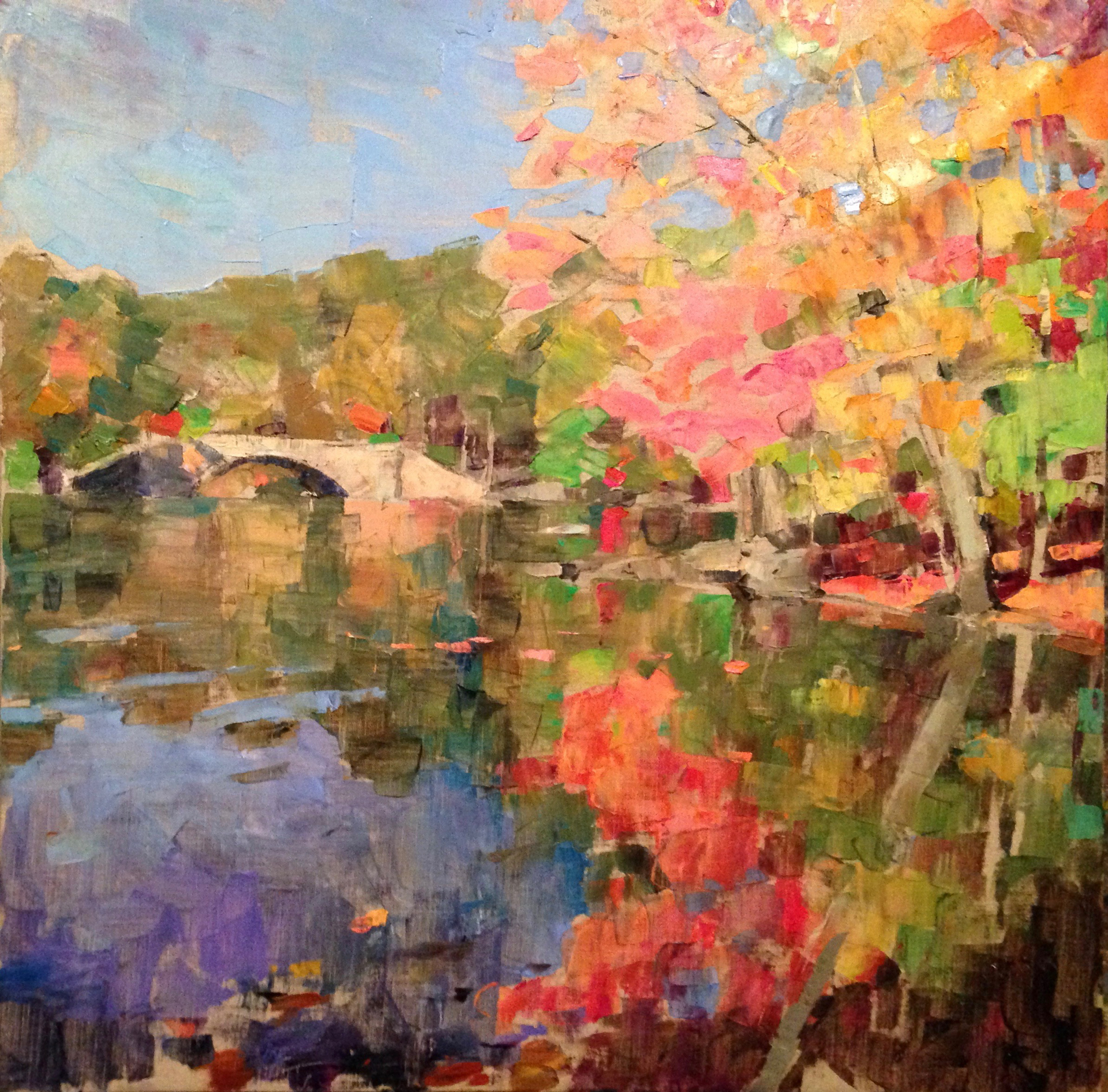 Autumn Bridge Reflections by Larry Horowitz