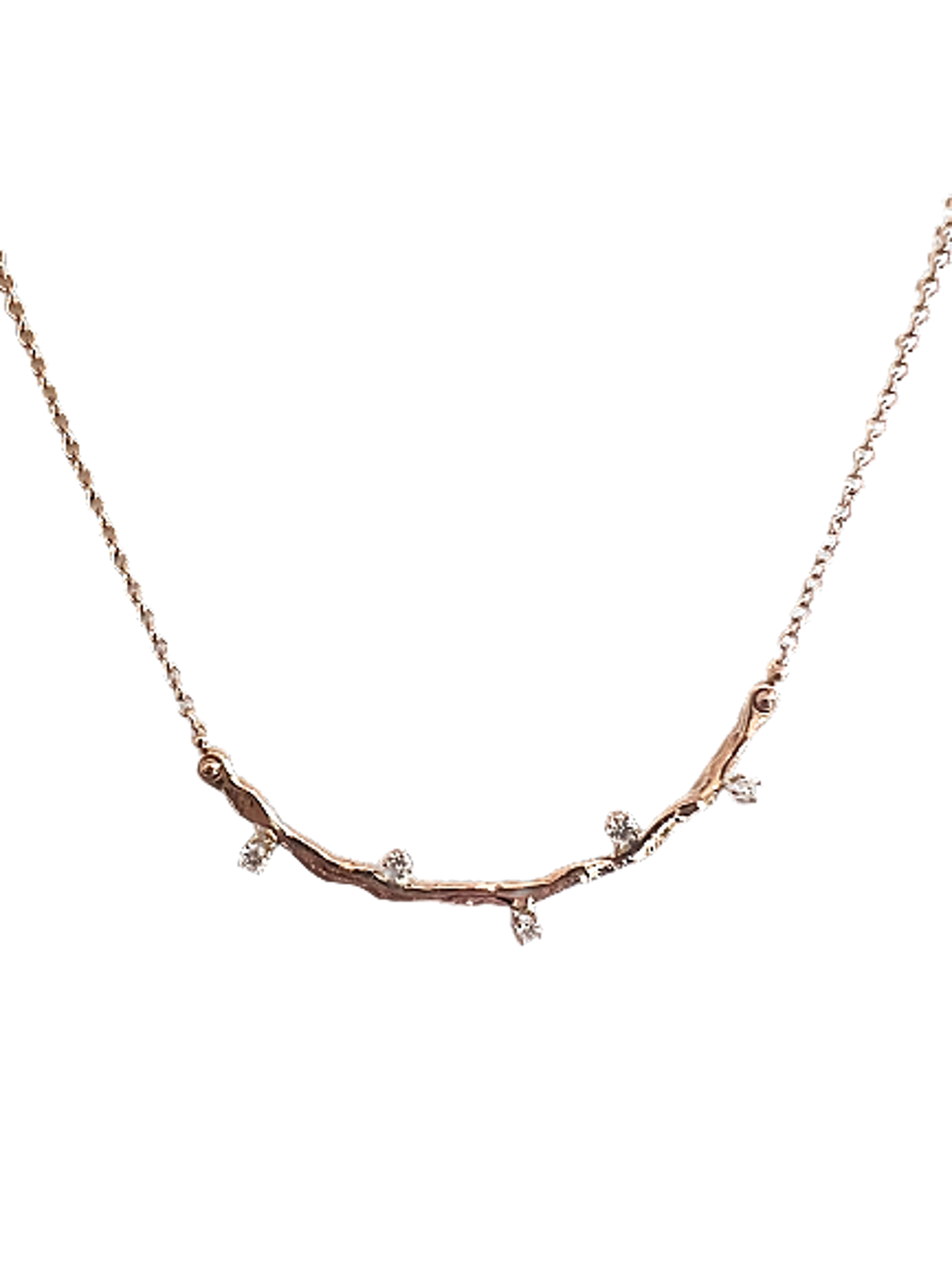 Veiled Horizon Gem Necklace - 14k Rose Gold & Lab-Grown Diamonds by Kristen Baird