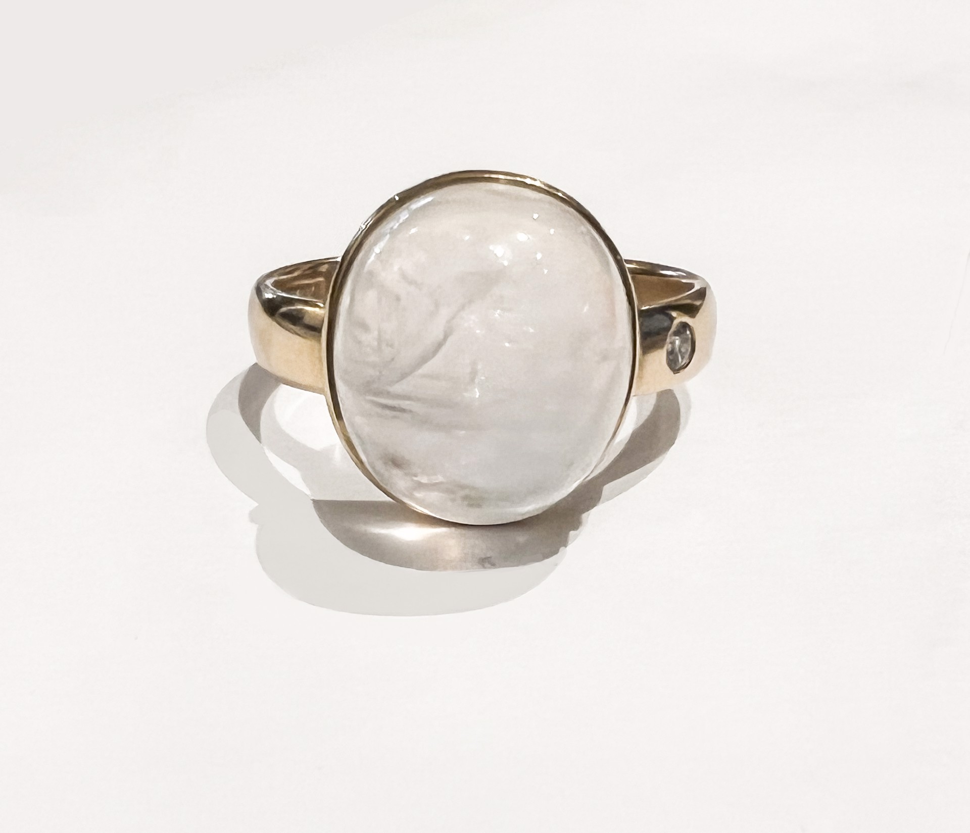 Moonstone Ring with Diamond by D'ETTE DELFORGE