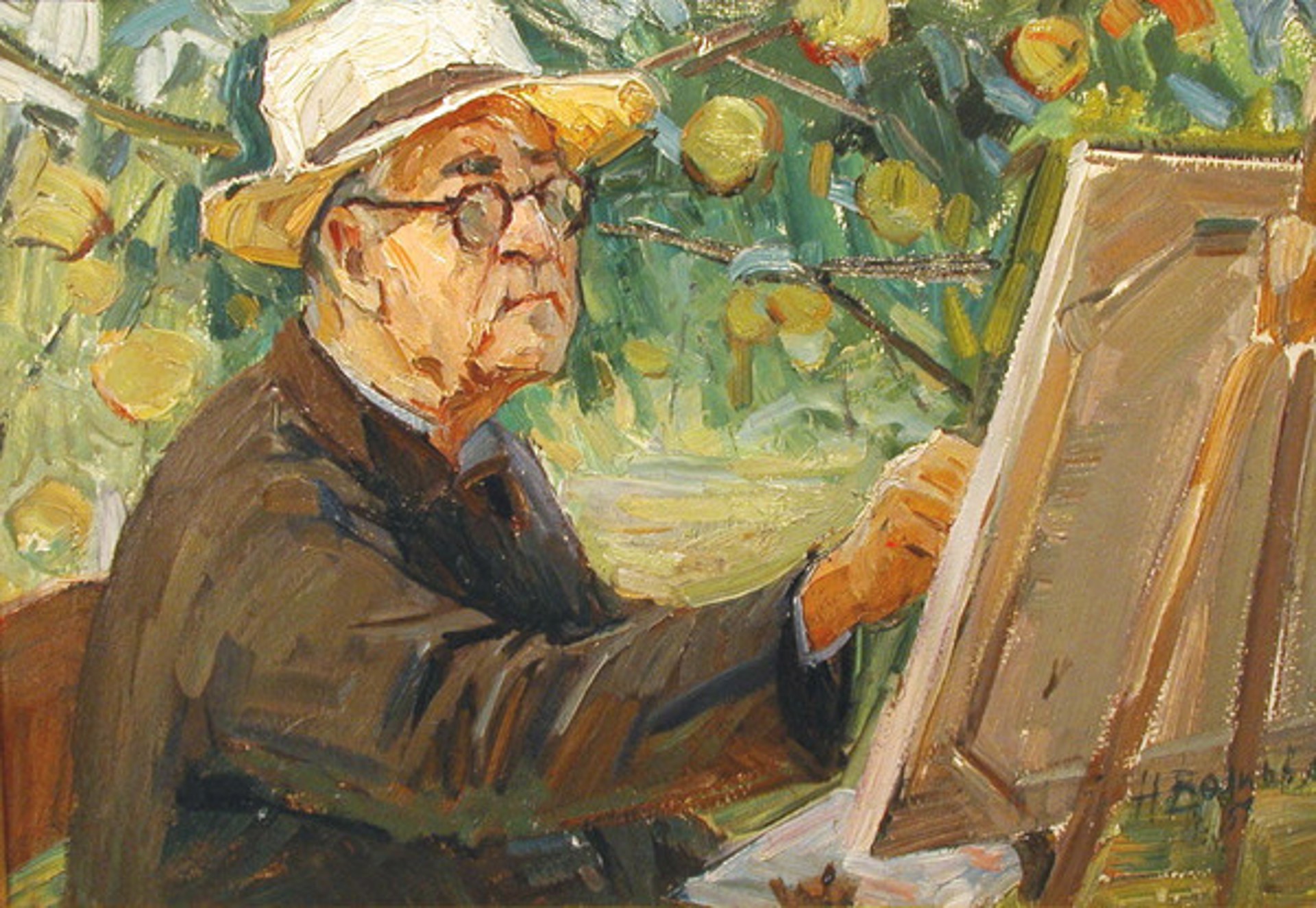Portrait of Artist, V.A. Denisov by Nina Volkova