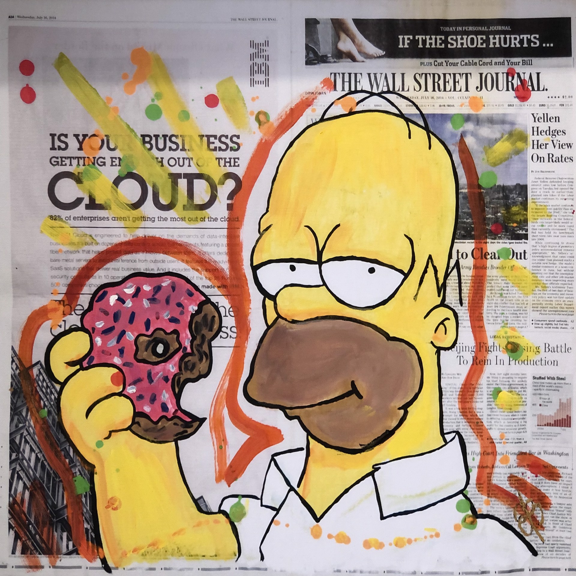 "Homer Simpson" by WSJ Series on Newspaper by Elena Bulatova