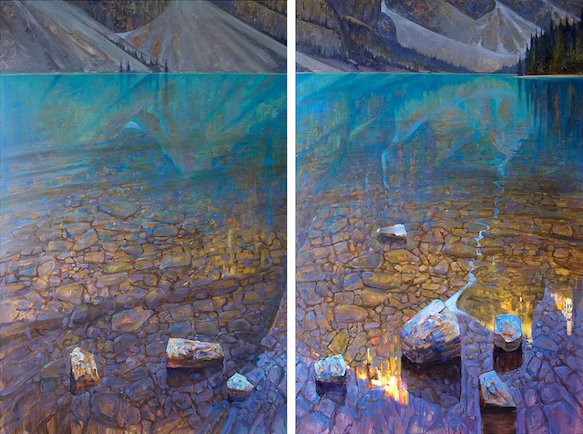 Moraine Lake Shallows diptych by Brent Lynch