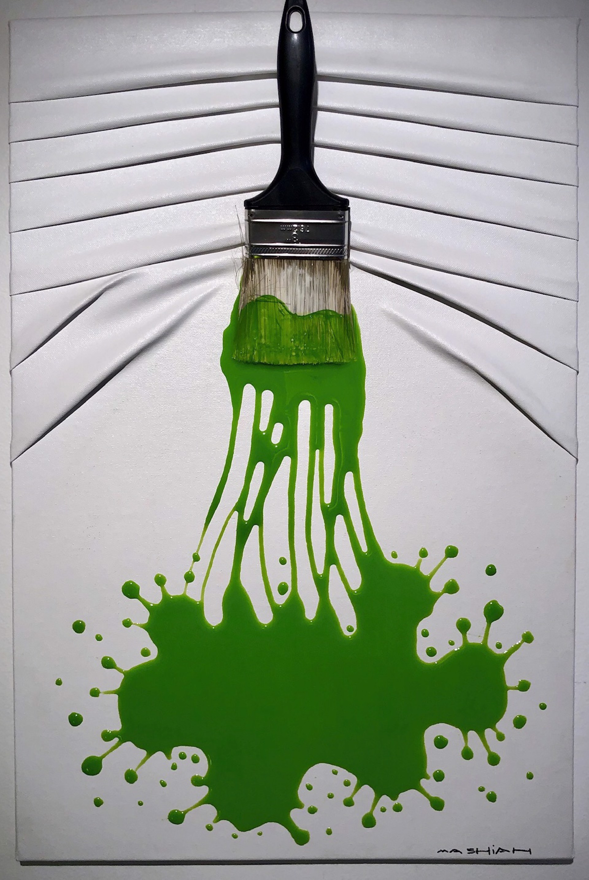 "Let's Paint" small, Green splash on White by Brushes and Rollers "Let's Paint" by Efi Mashiah