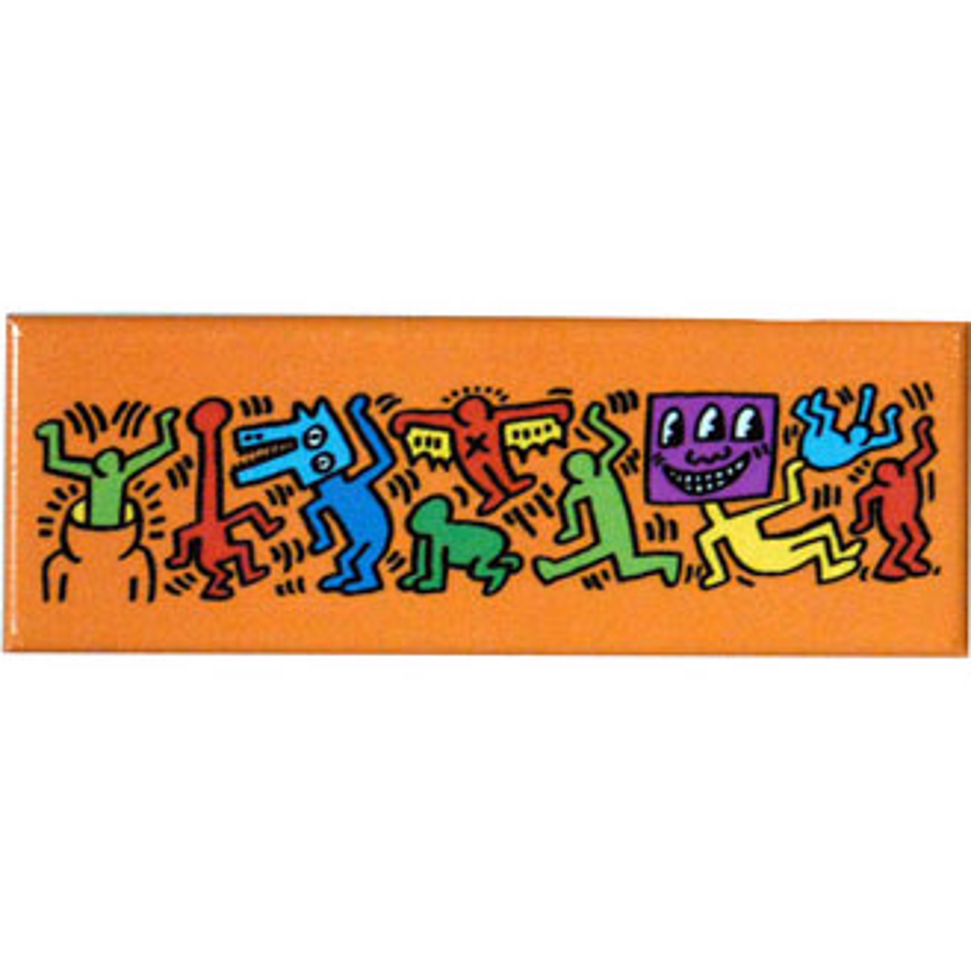 Figures on Orange 4.5x1.5 Magnet by Keith Haring