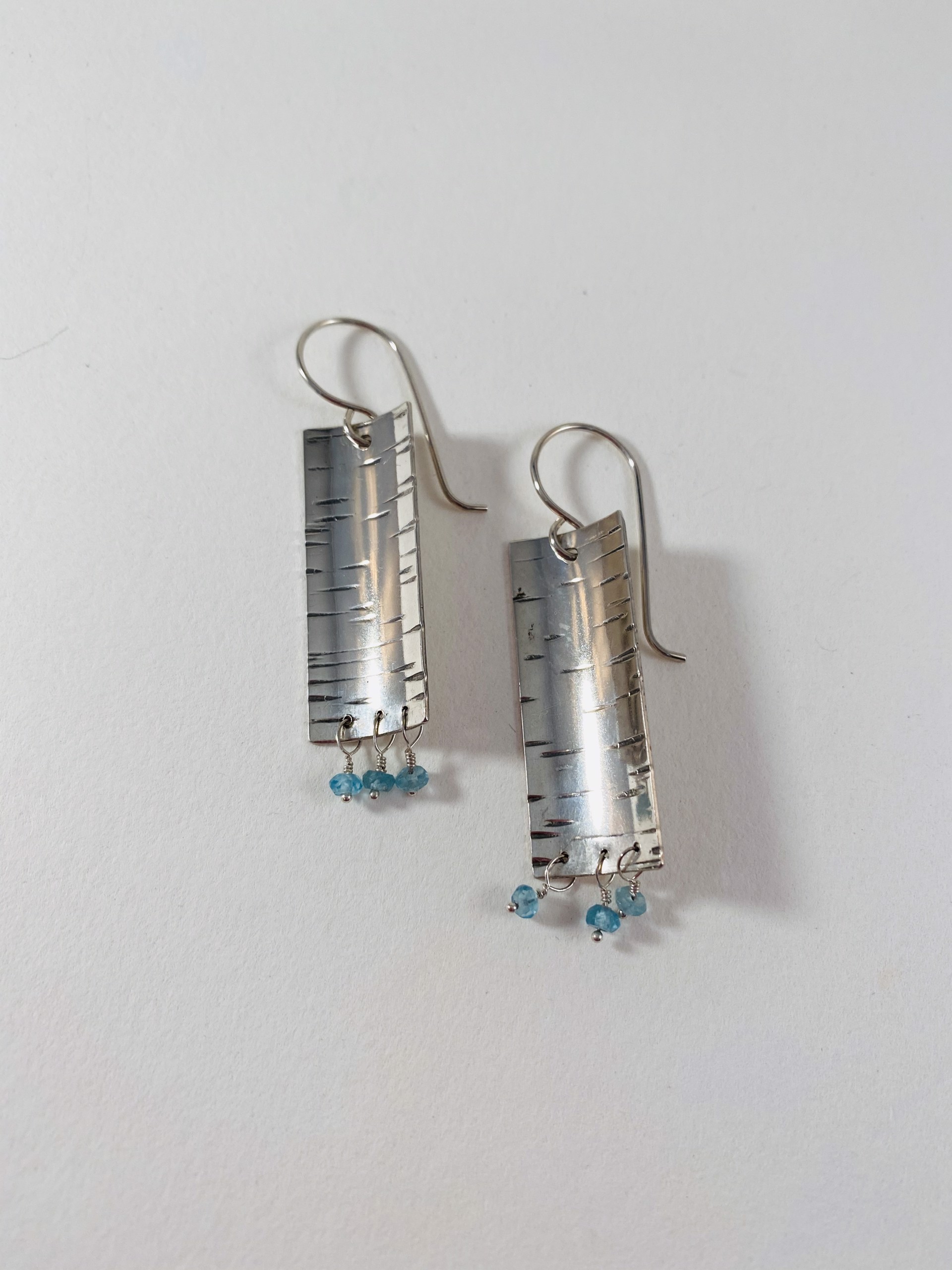 Silver and Apatite Birch Earrings by Shelby Lee - jewelry