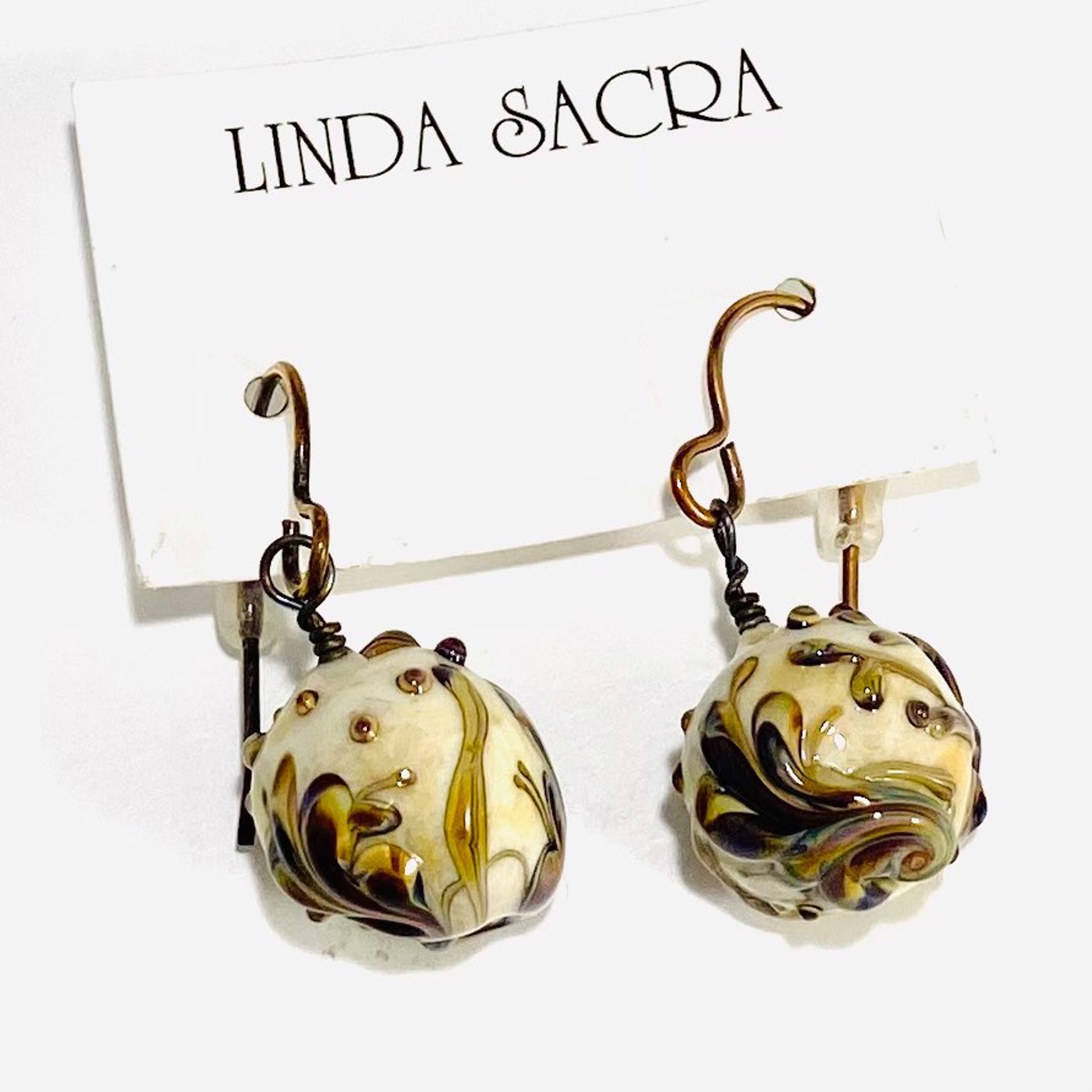 Avario Plum Raku Bubble Bead (large)Earrings LS22-470 by Linda Sacra