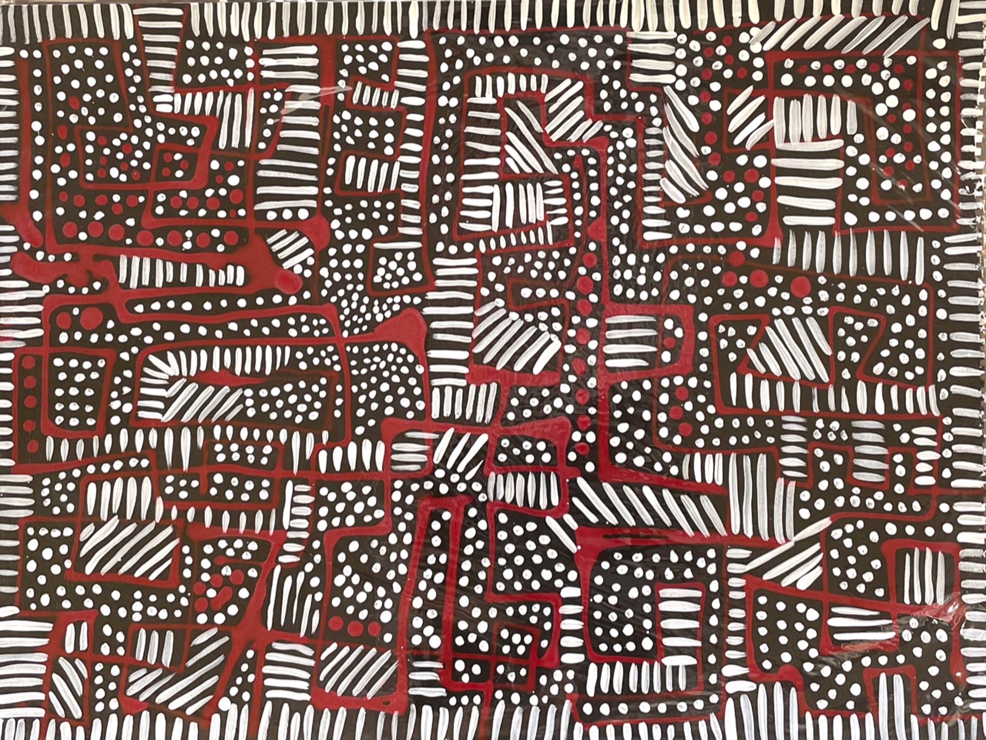 Mathematical Labyrinth Red, Black, White by Patricia Simpson