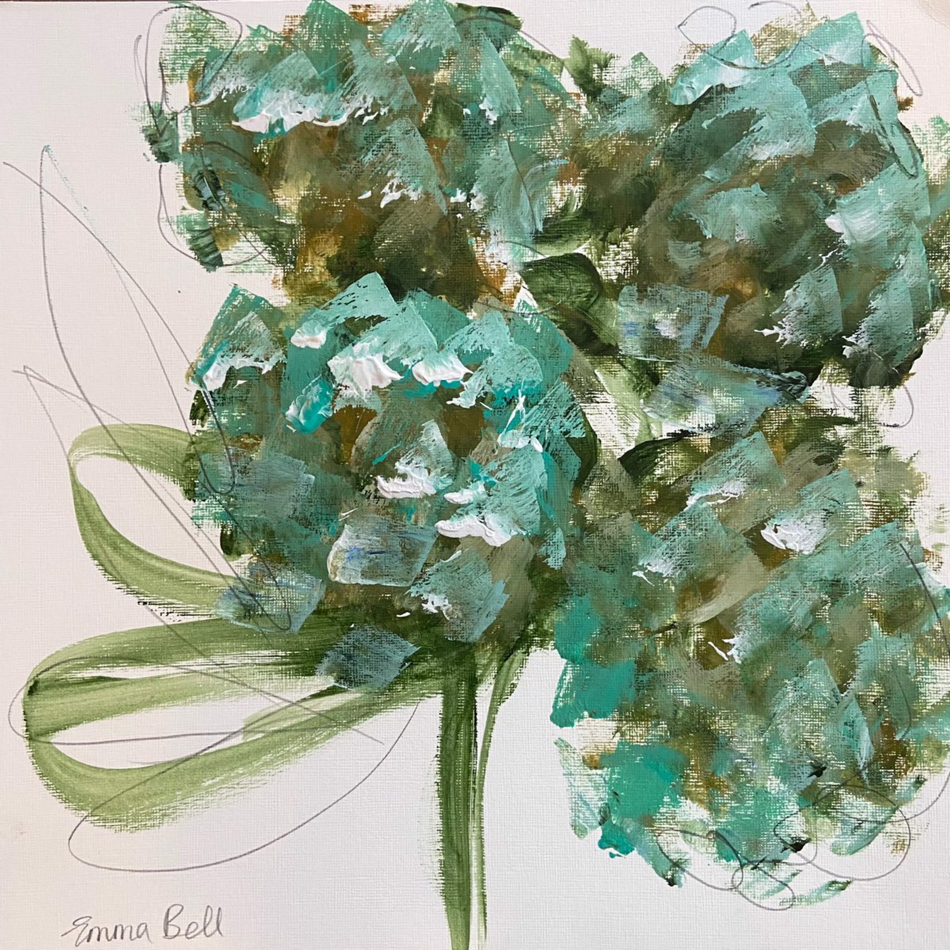 Aqua Hydrangeas #2 by Emma Bell