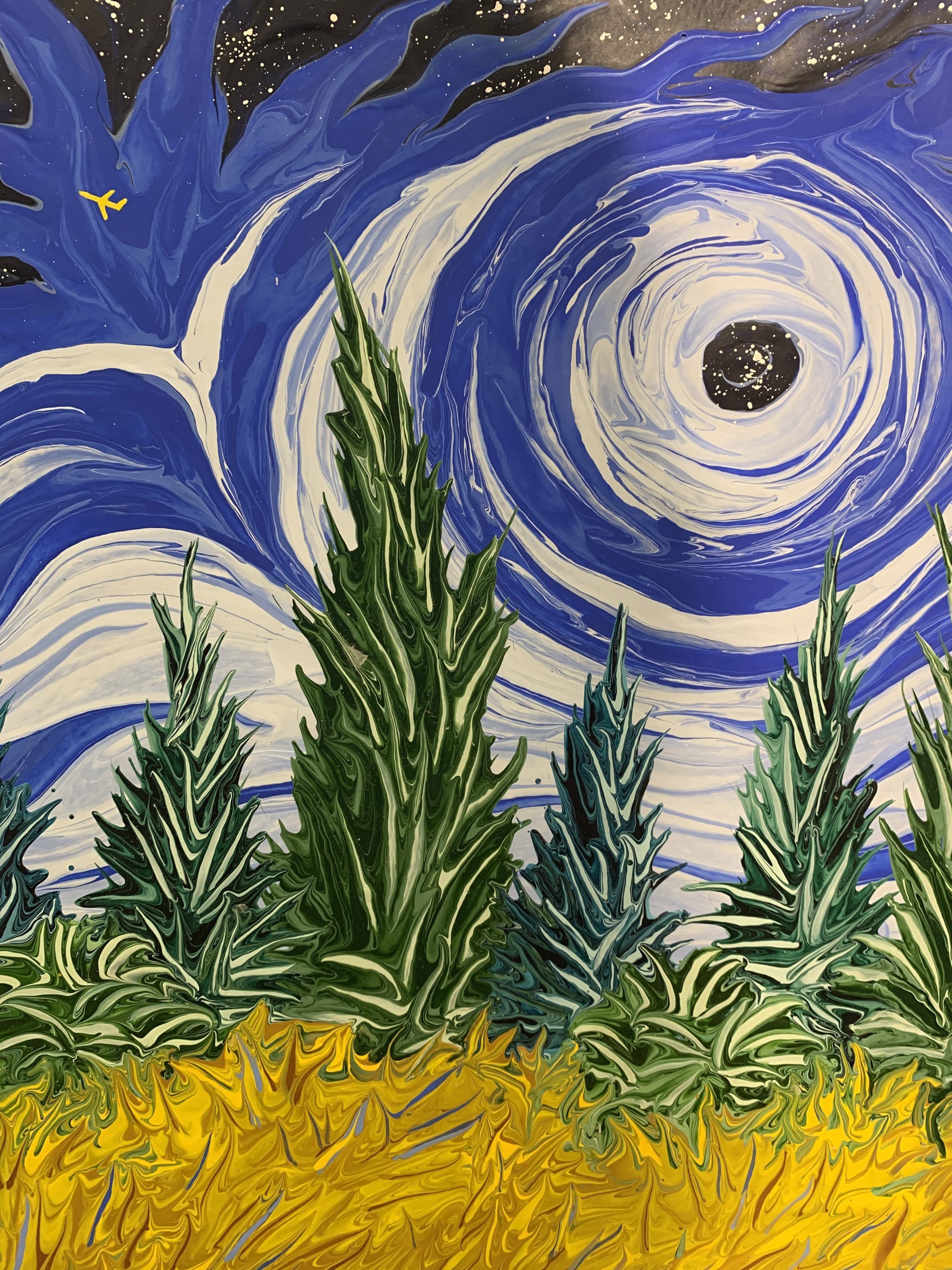 Blue Sky with Black Hole Over Yellow Wheatfield by Gregory Horndeski