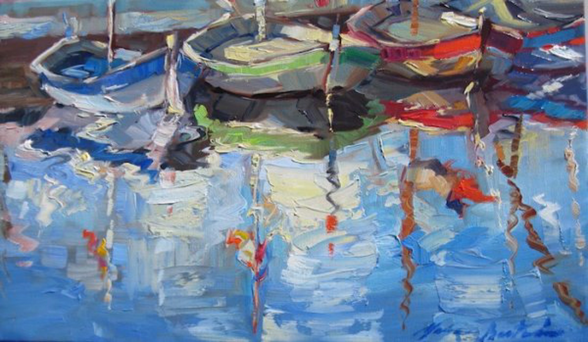 Reflections In Bandol Harbor by Maria Bertrán