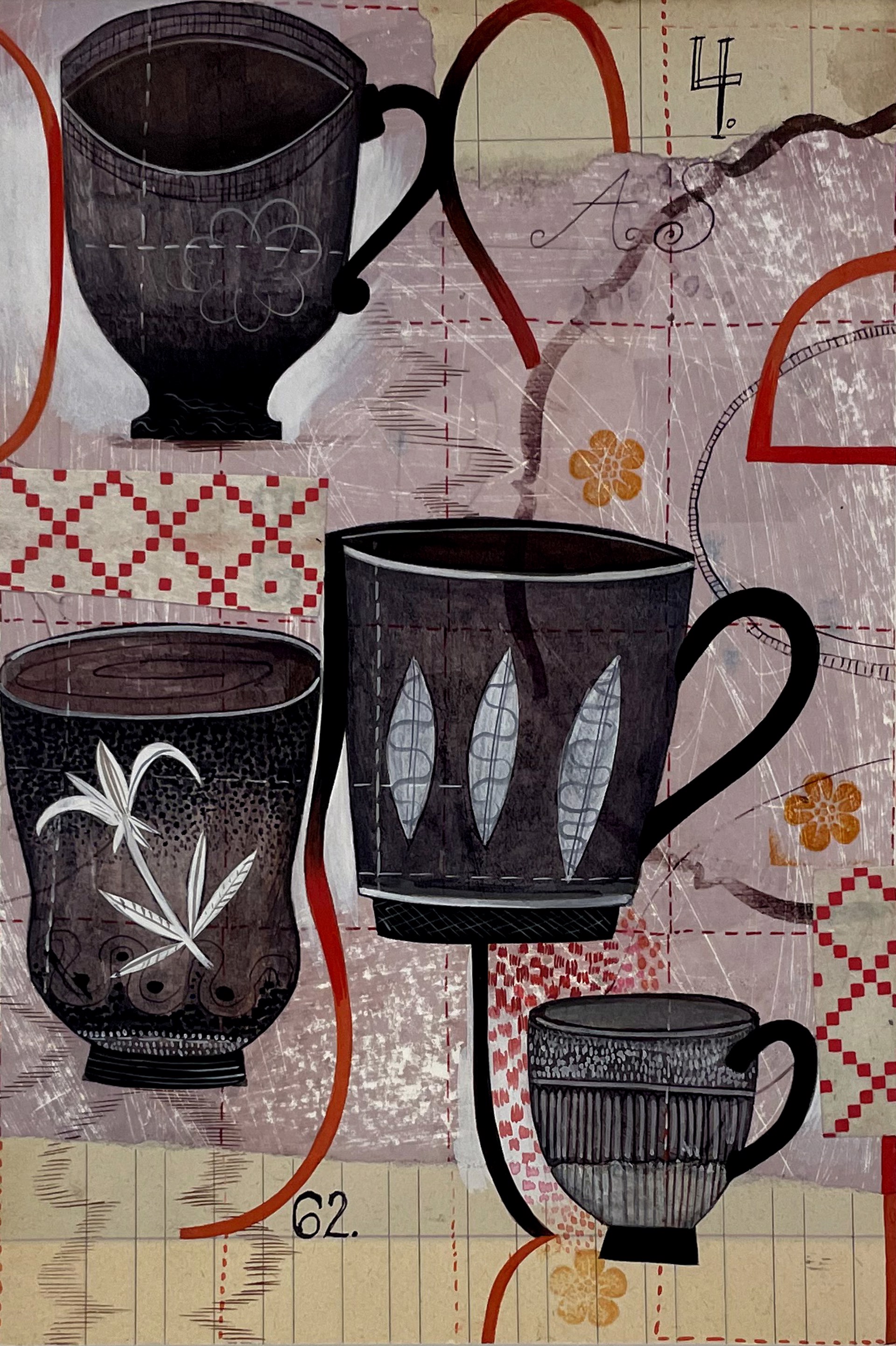 Four Black Cups by Anne Smith