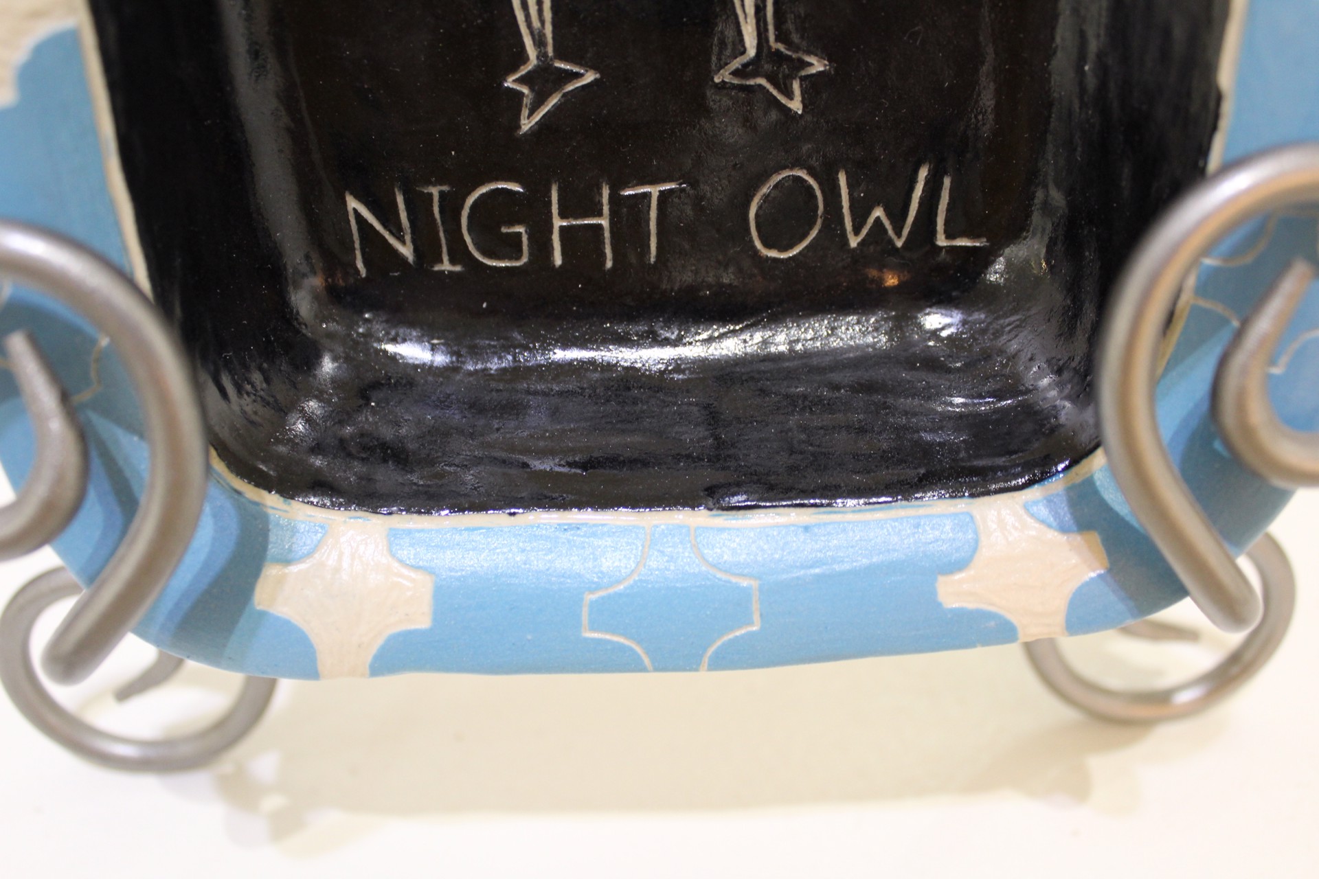 Large Owl Platter (blue) by Tammy Smith
