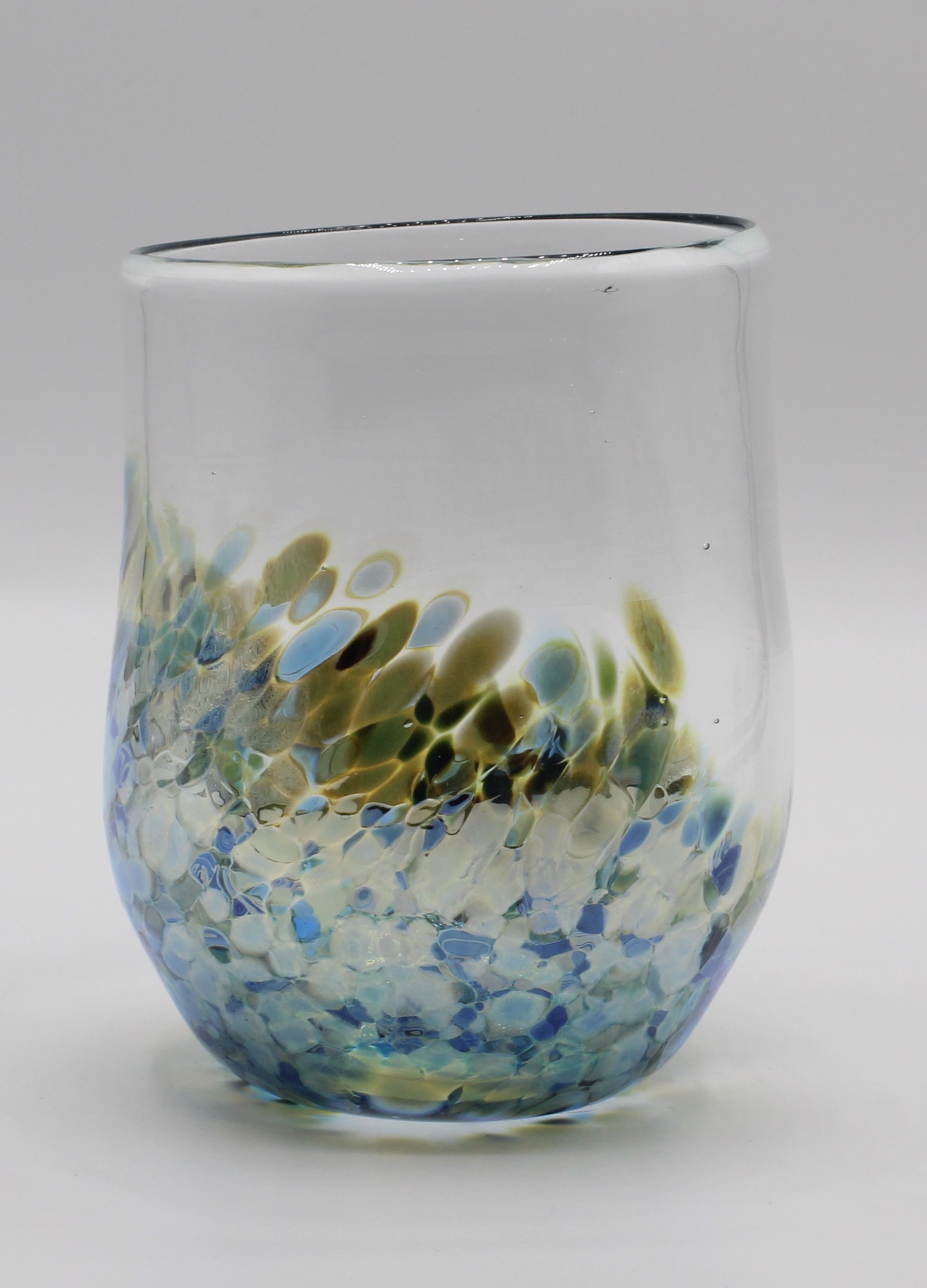 Rounded Bottom Hand Blown Glass Cup - Blue by Katie Sisum