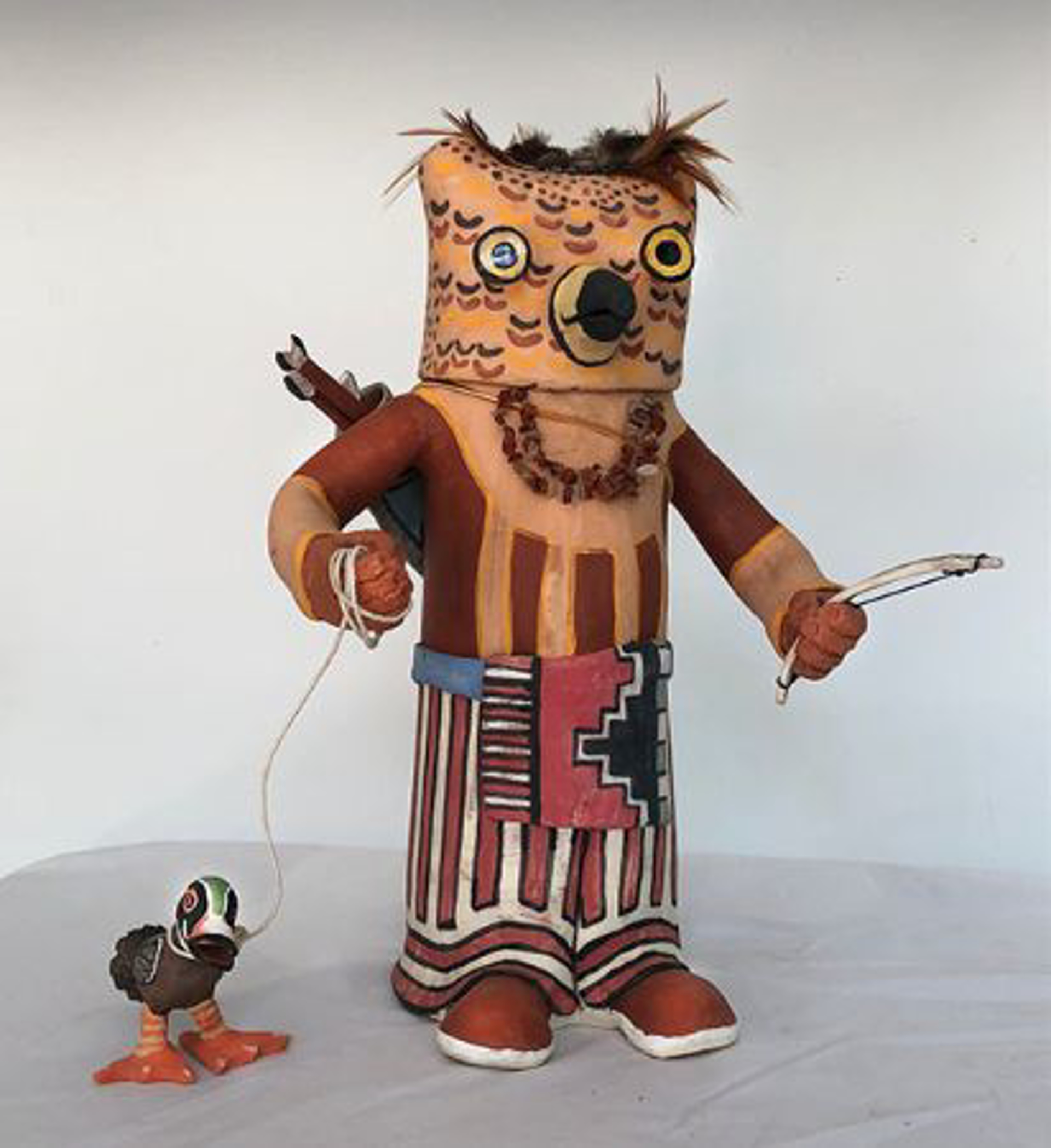 1318 Screech Owl Kachina, Hotsko with Duck by Molly Heizer