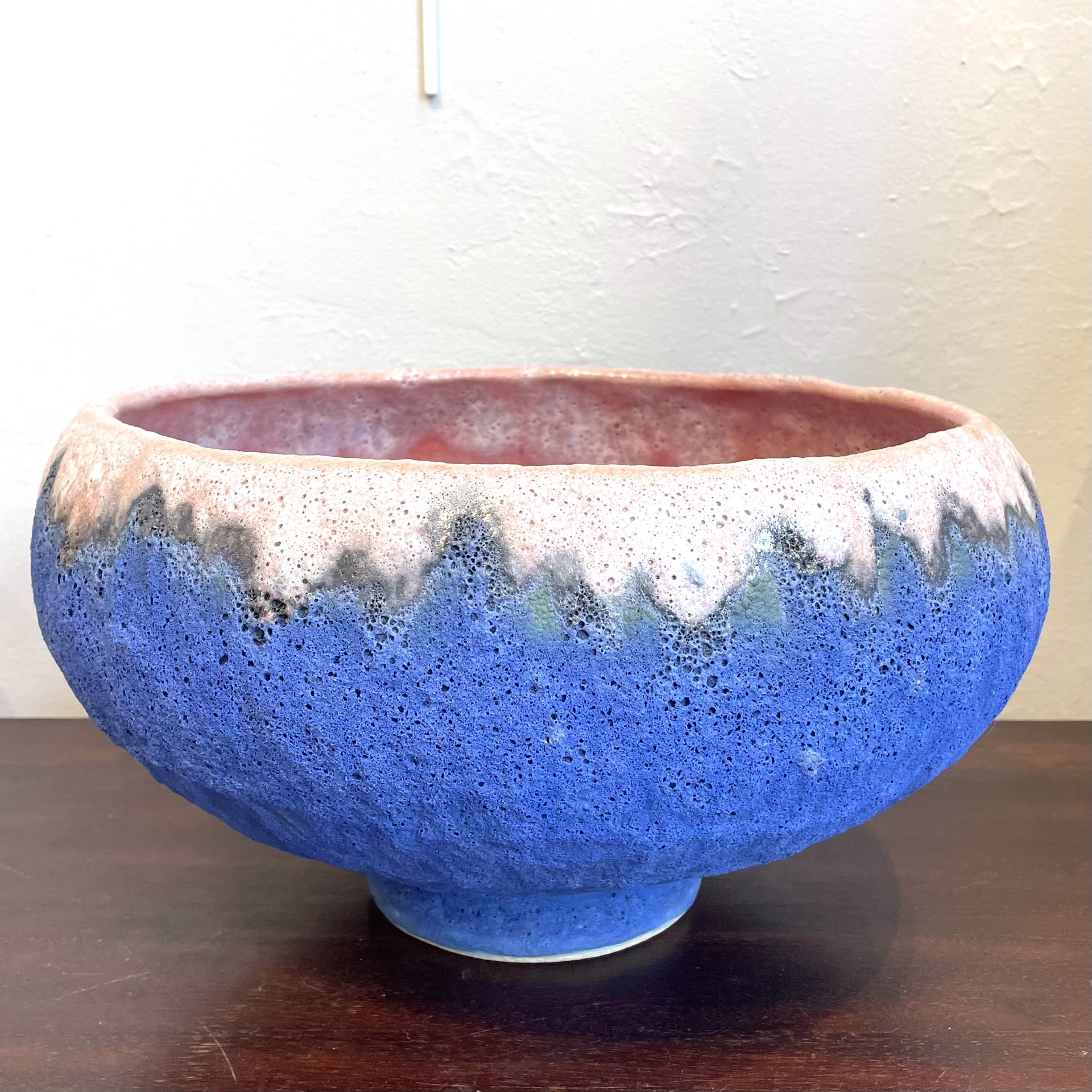 Large Cobalt Blue Bowl, Burnt Sienna Interior MB23-08 by Marty Biernbaum