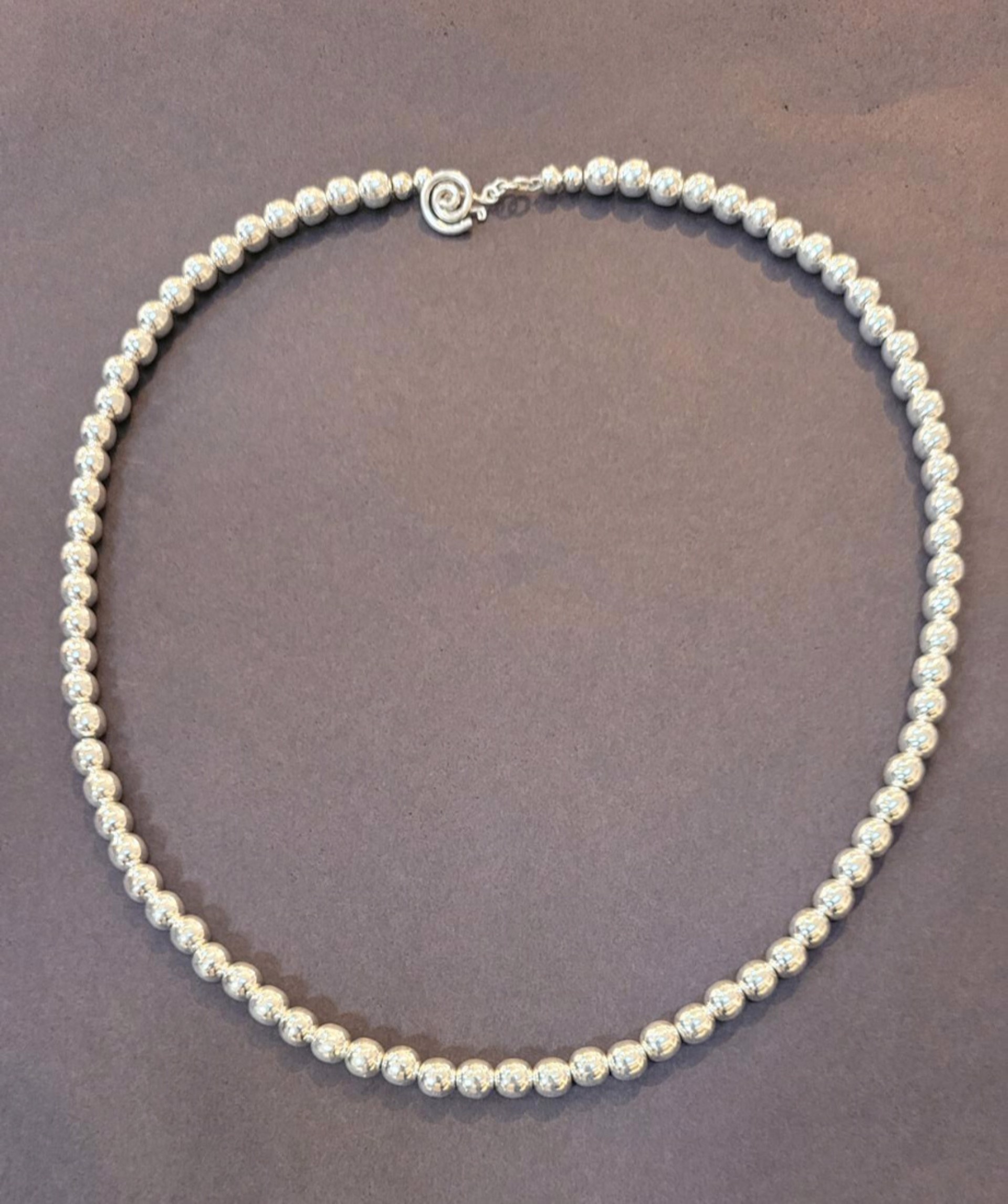 Necklace - Handcrafted 22" 8mm Sterling Silver Pearls by Indigo Desert Ranch - Jewelry