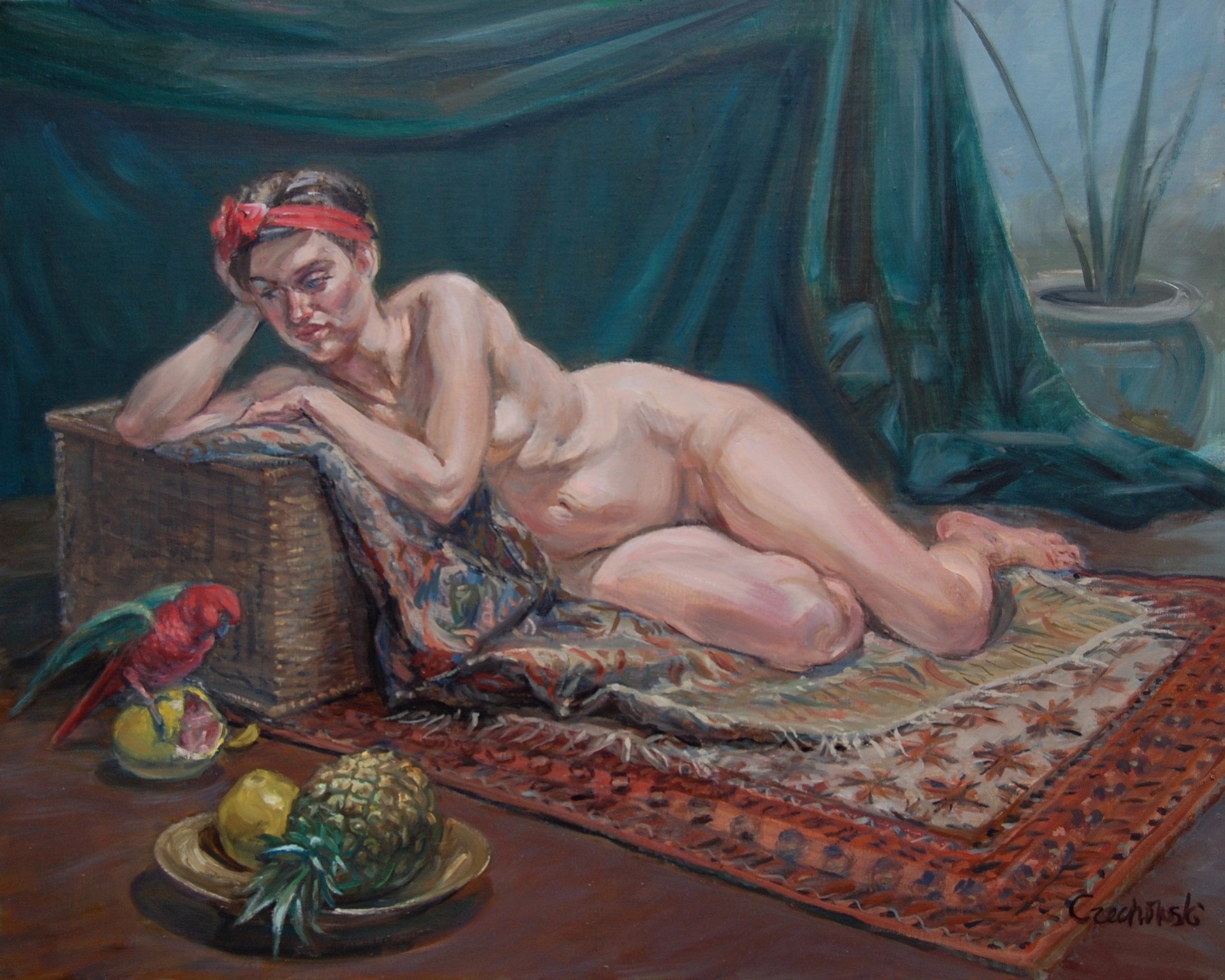Woman with Parrot by Alicia Czechowski