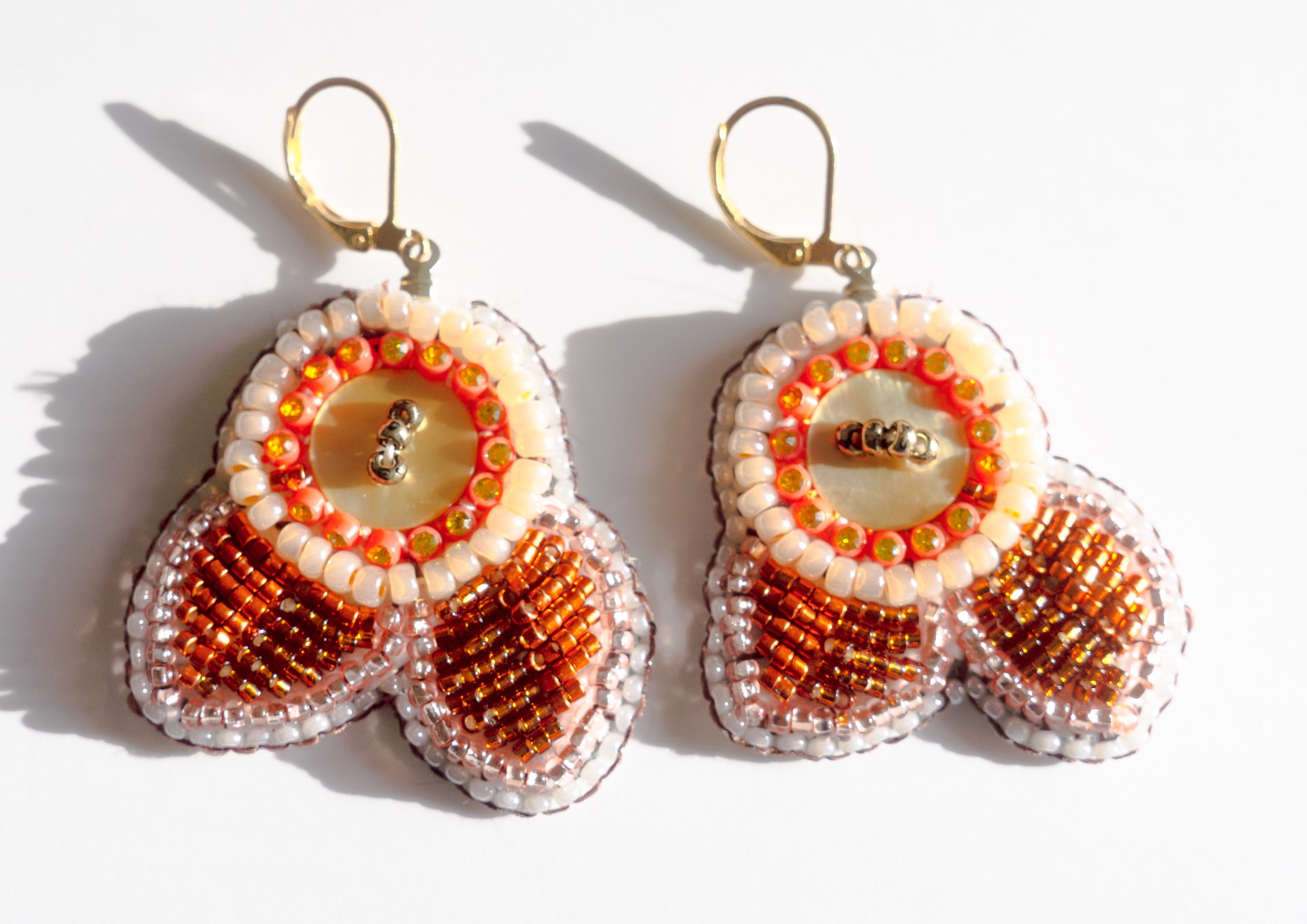 Orange Beaded earrings by Hattie Lee Mendoza