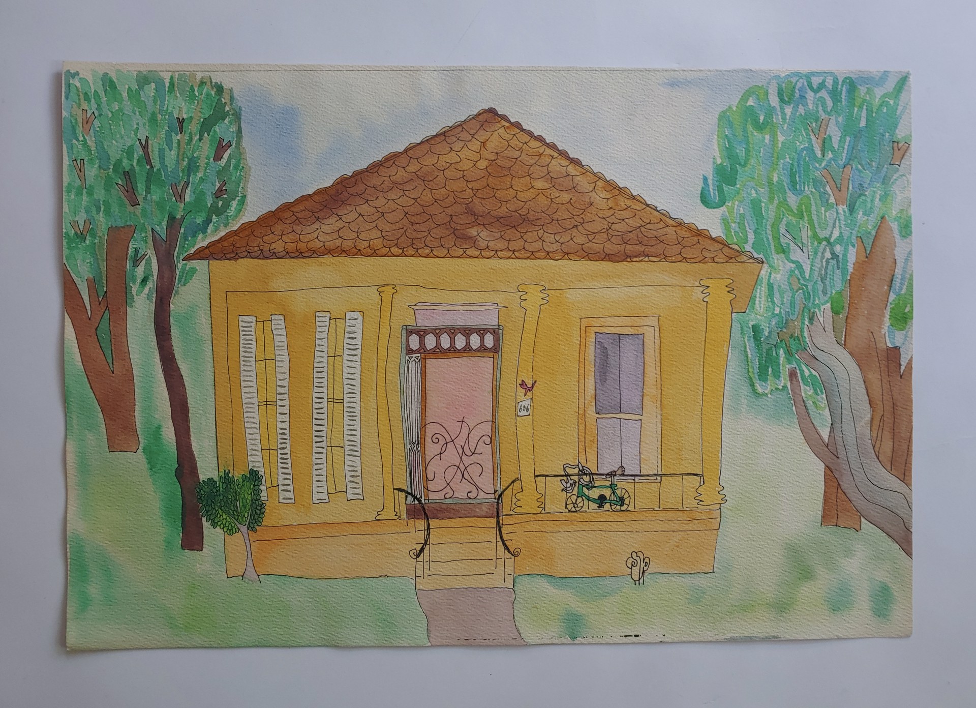 House No. 606 Watercolor by David Amdur
