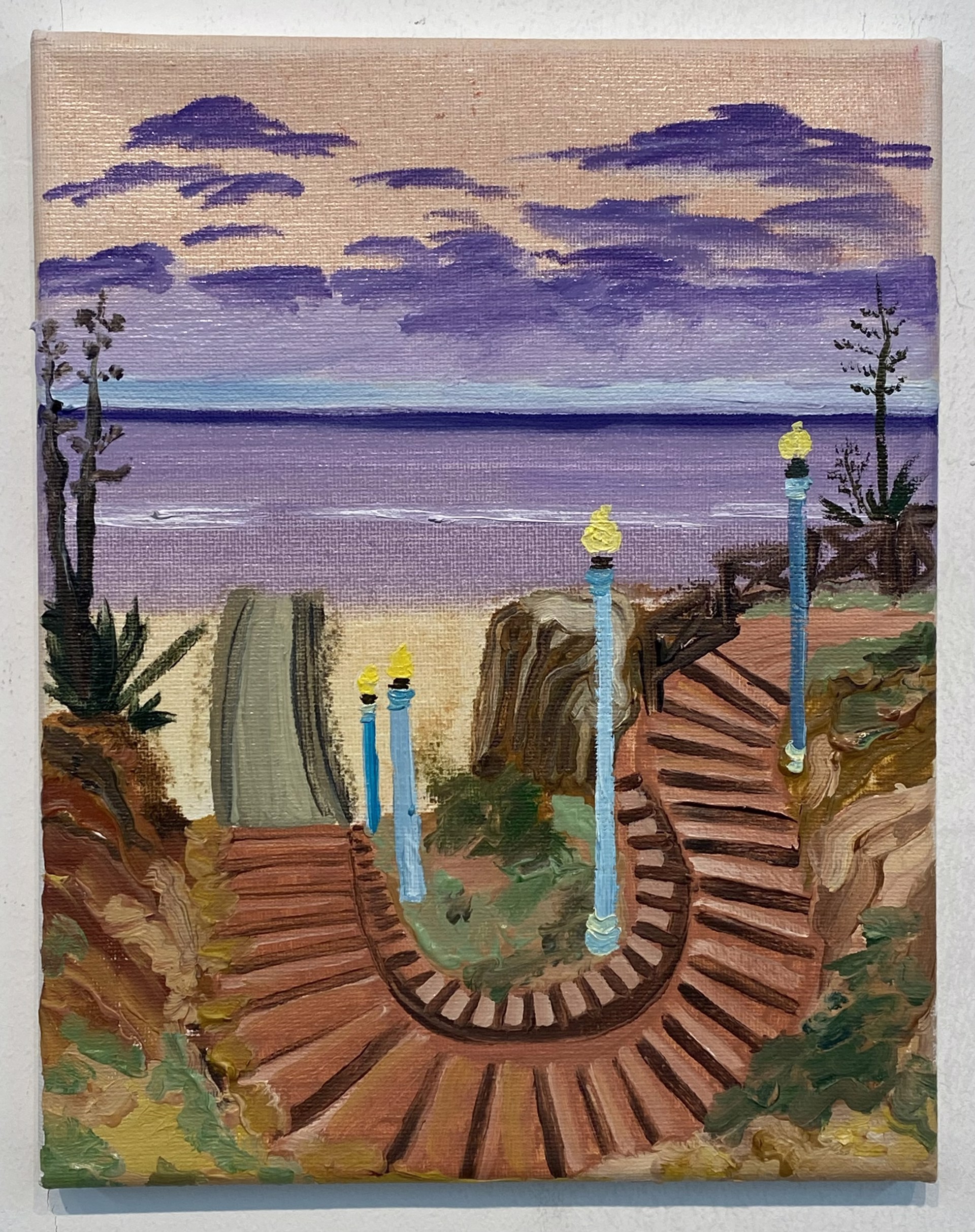 Santa Monica Steps Purple Sunset by Susan Lizotte
