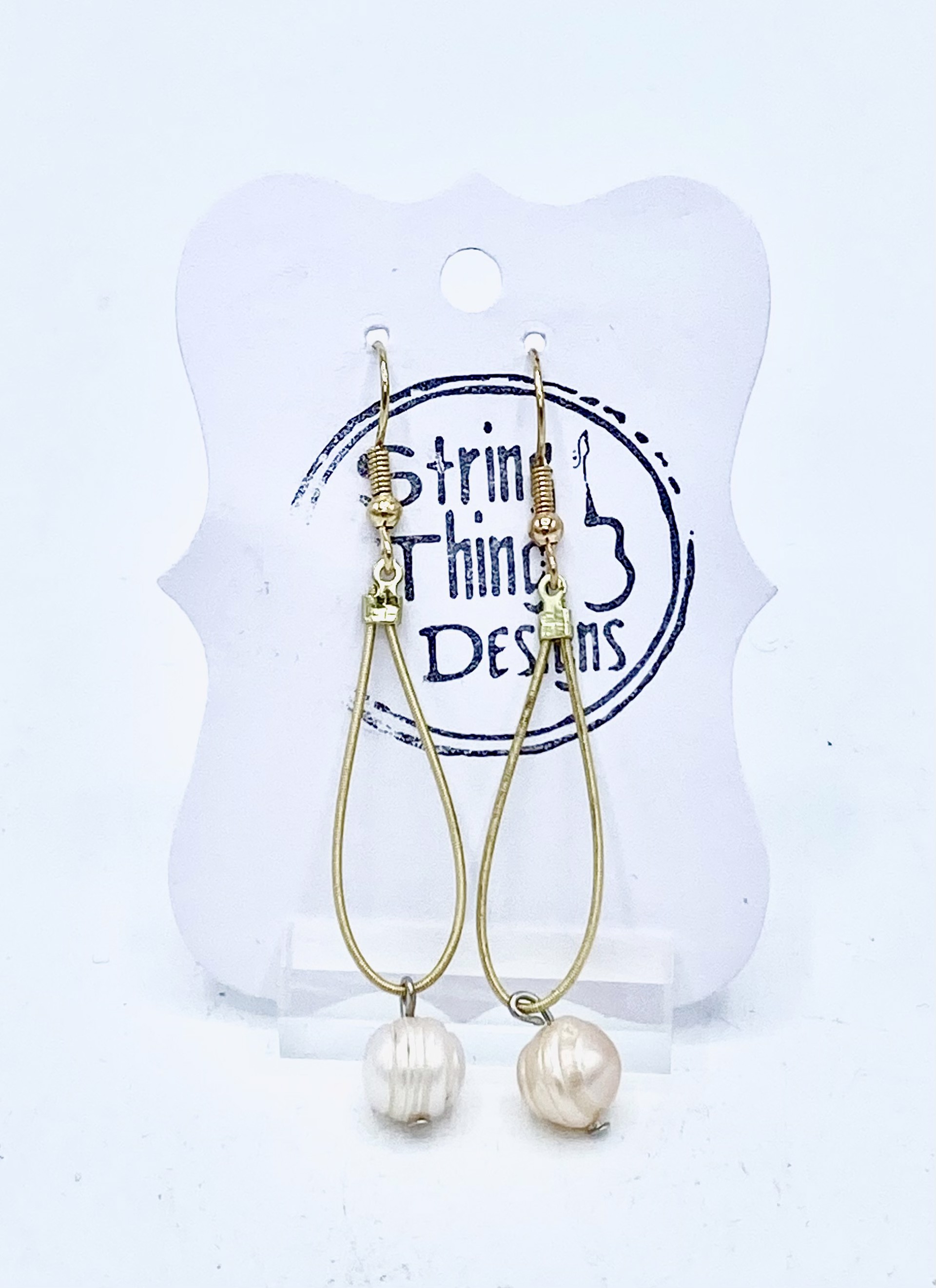 Guitar String Pearl Earrings by String Thing Designs