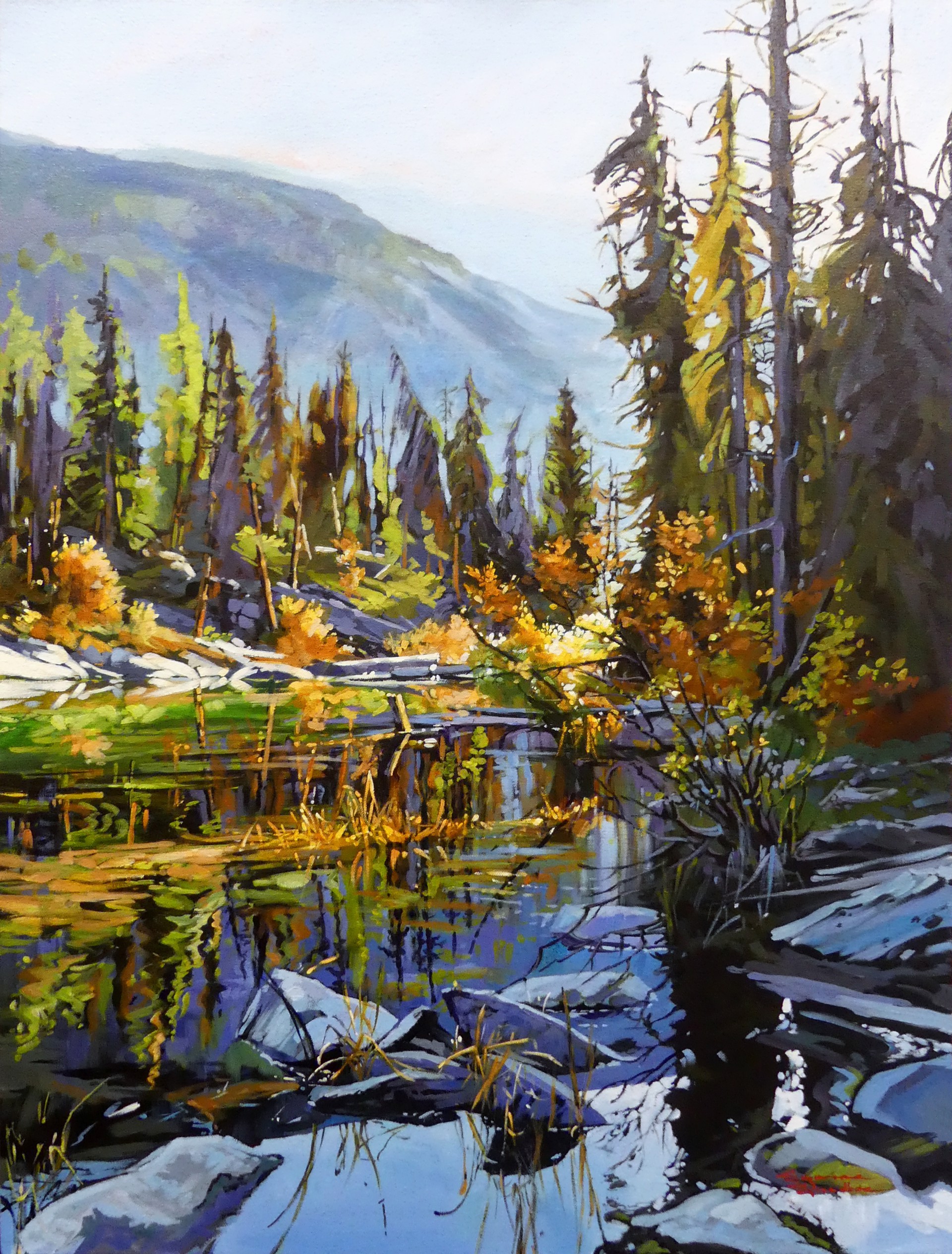 Evening Light on Horseshoe Lake, Jasper Parkway by Suzanne Sandboe