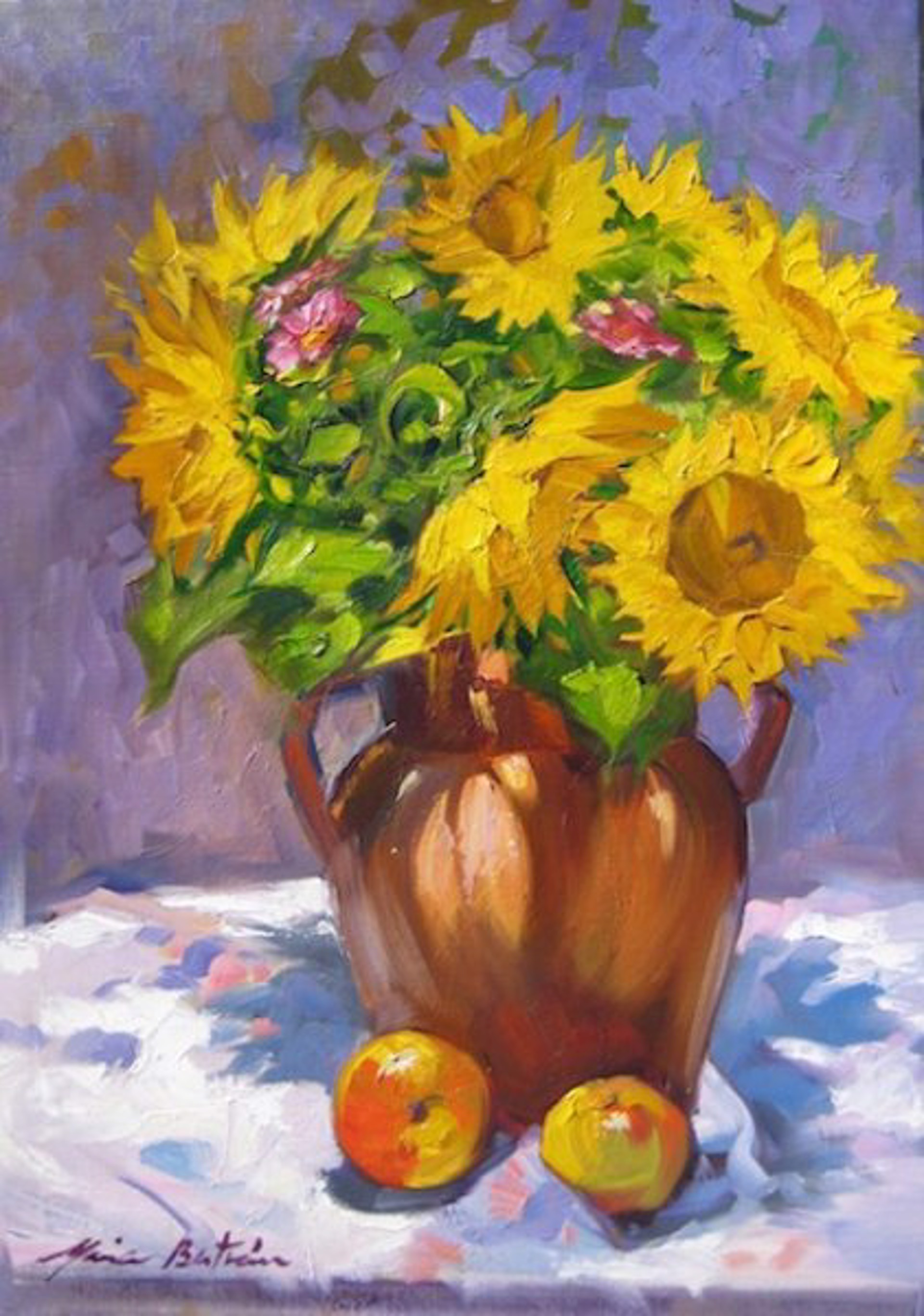 Maria Bertran: Sunflowers And Purples by Maria Bertrán