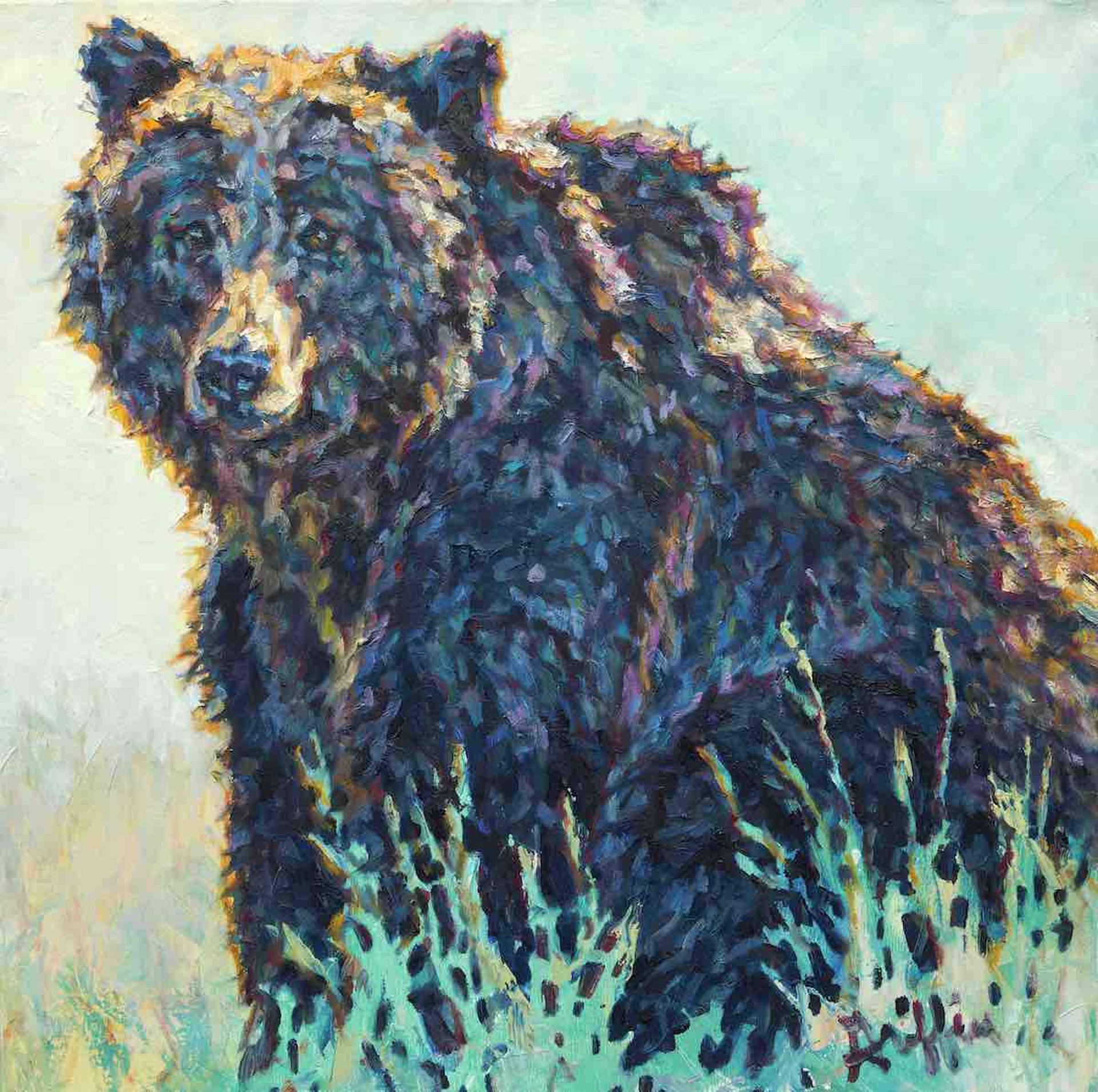 Grizzly Bear Sitting In Sage Brush With Sunlight On His Back By Patricia Griffin At Gallery Wild