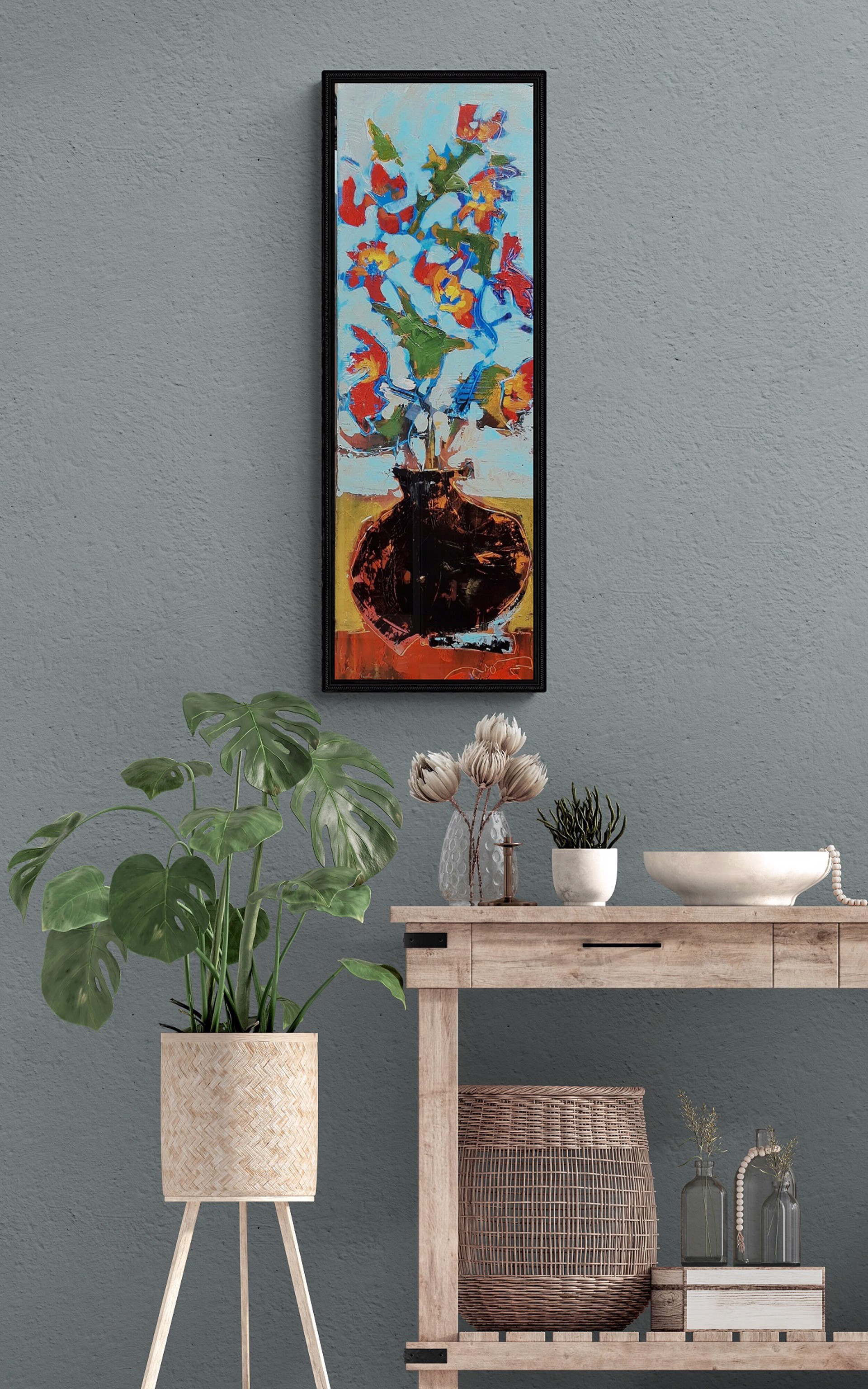 Pueblo Pot With Flowers by Gail Johnson