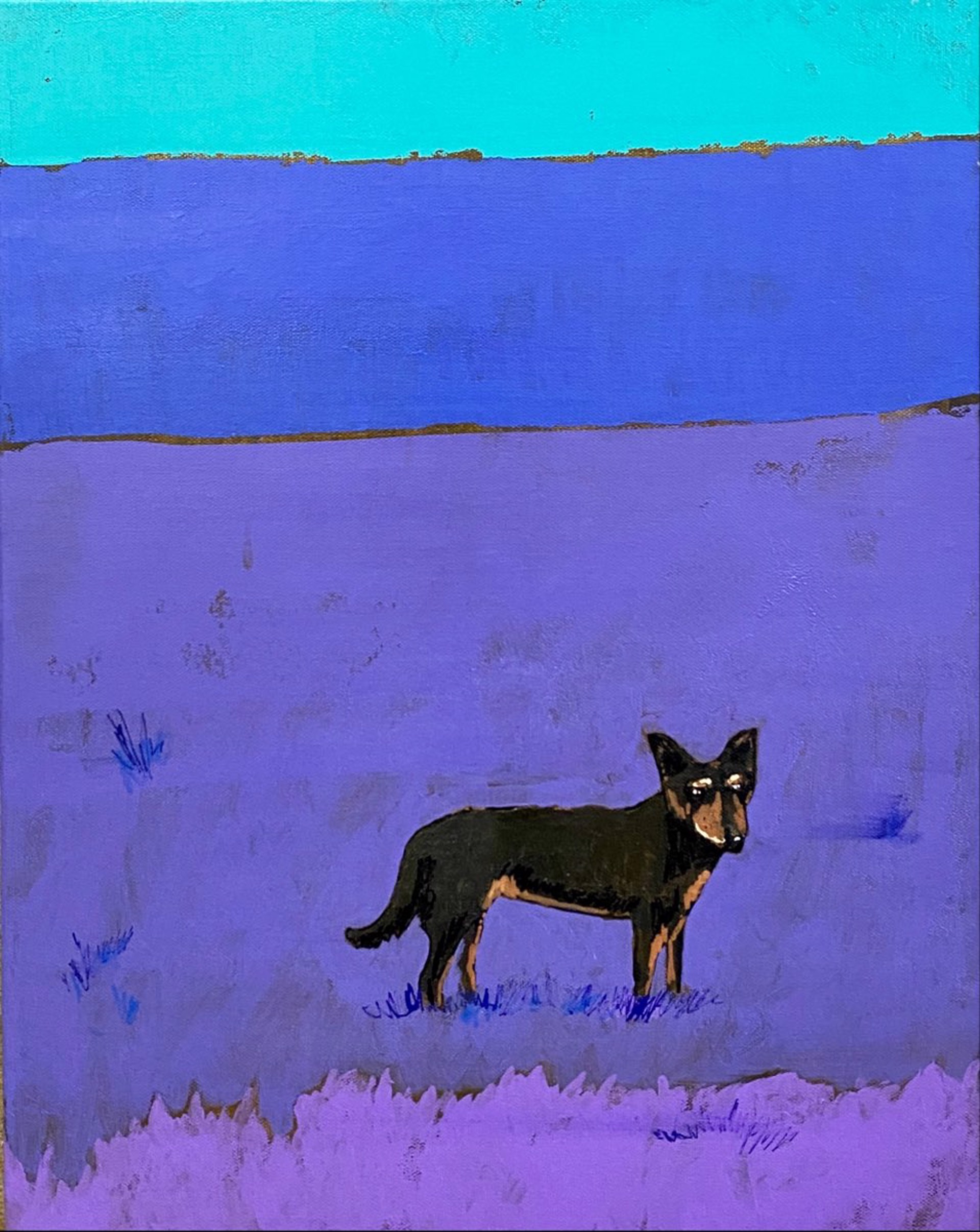 "Black Dog In Purple Field" by Ryan Hale by Art One Foundation