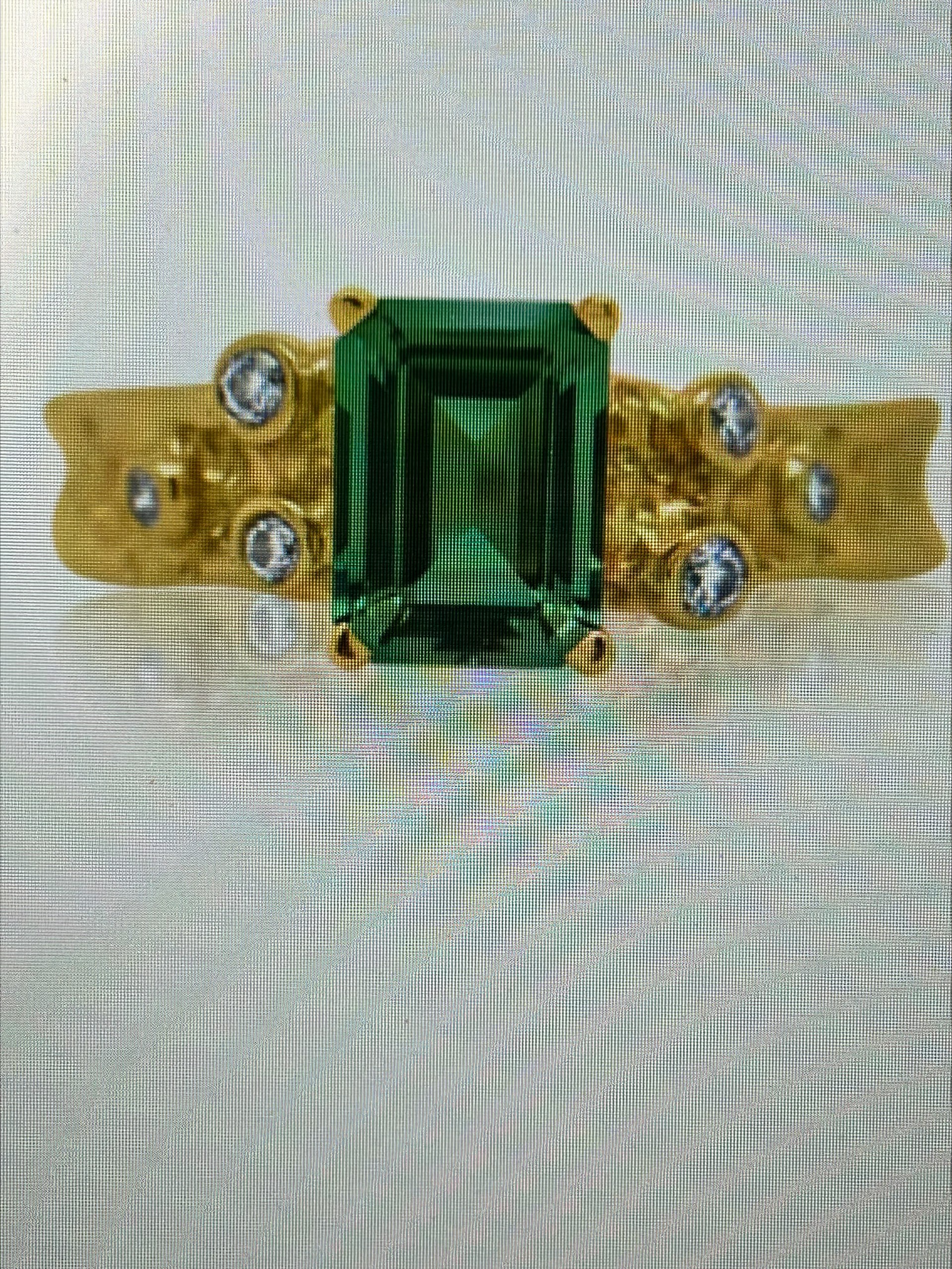 Twinkle in the sky-18k gold & diamond square cut emerald ring by Kristen Baird